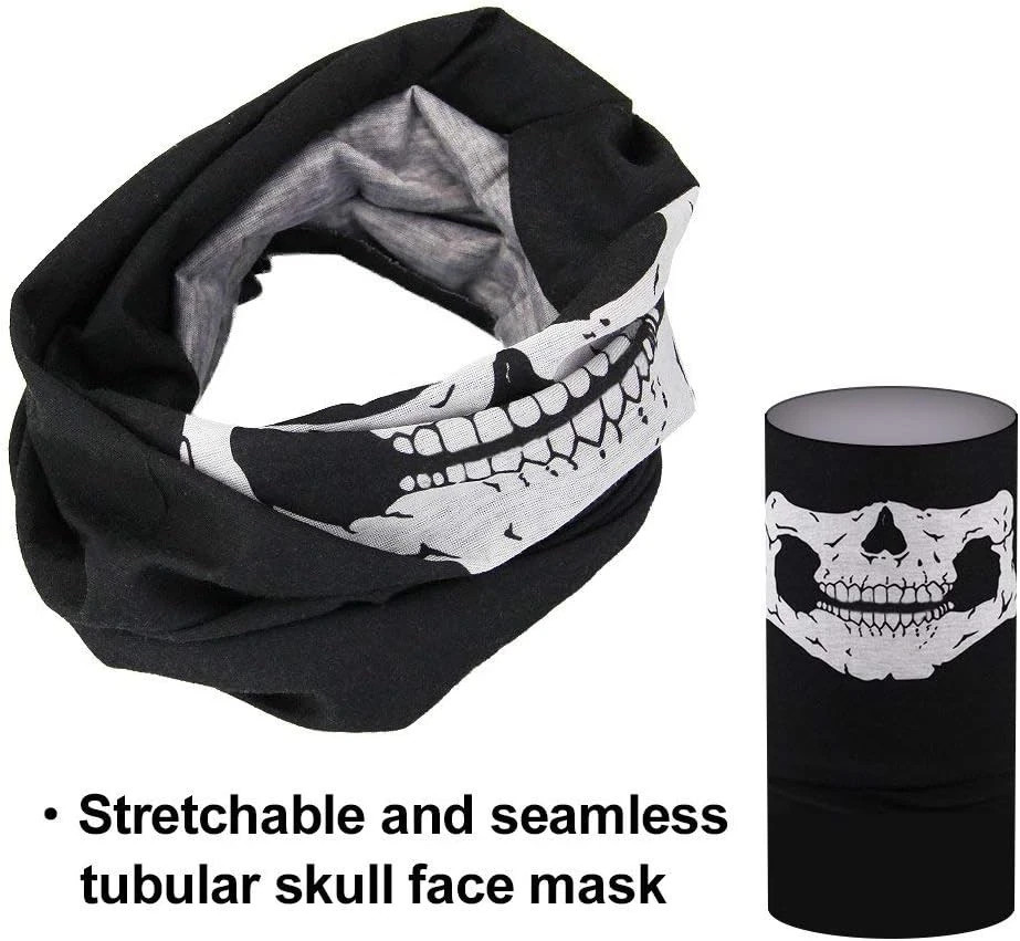 Skull Chin Masks, Breathable Face Mask Skull Seamless Balaclava Mask Headwear