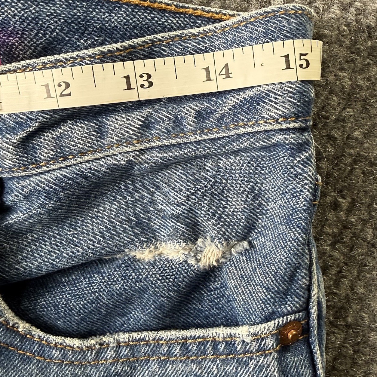 Levi’s Straight Leg Distressed 501 Button Fly Jeans