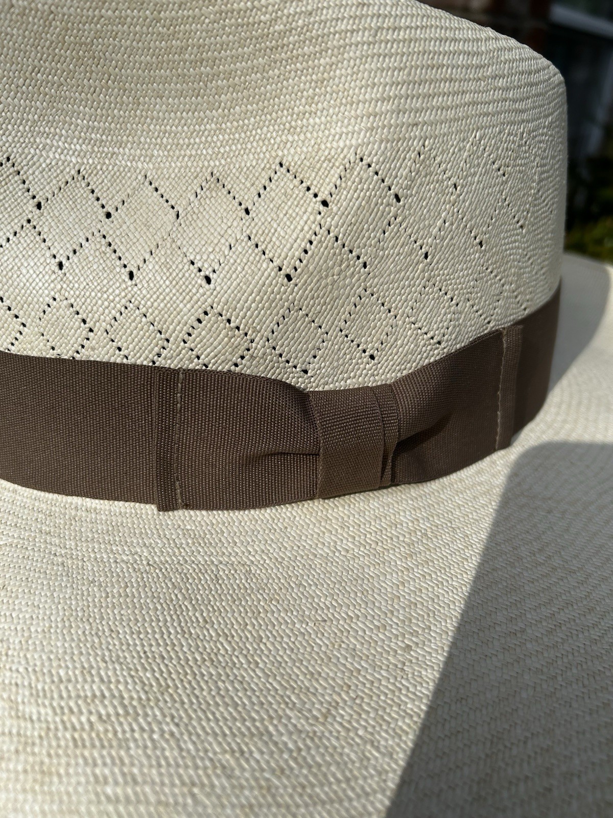 Tan – Panama Hat Band – Adjustable Size – Grosgrain W Bowtie