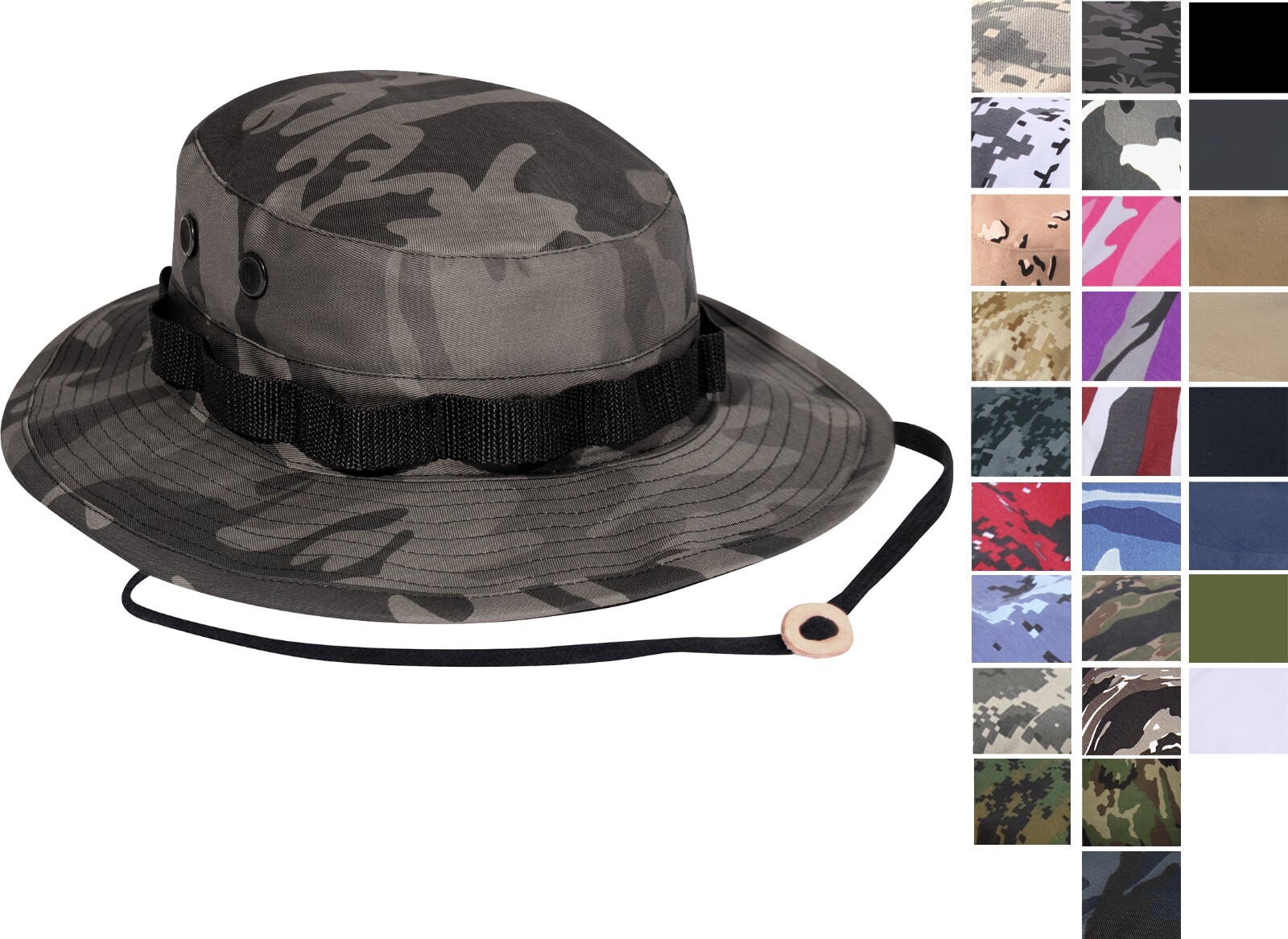 Rothco Tactical Boonie Hat Camo Bucket Wide Brim Sun Fishing Bush Booney Cap