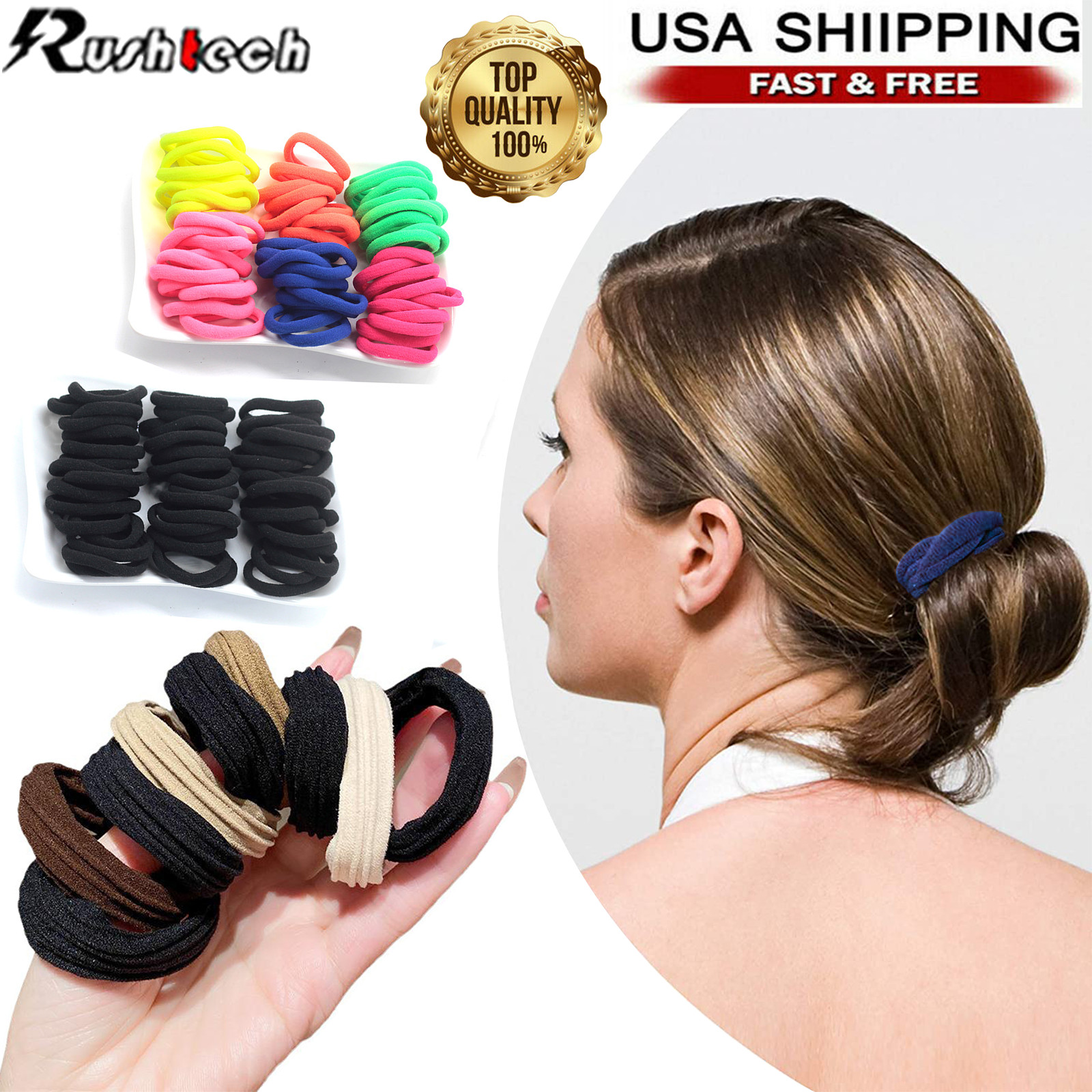 Men Women Hair Ties Soft Seamless Hair Bands Fr Thick Thin Hair Ponytail Holders