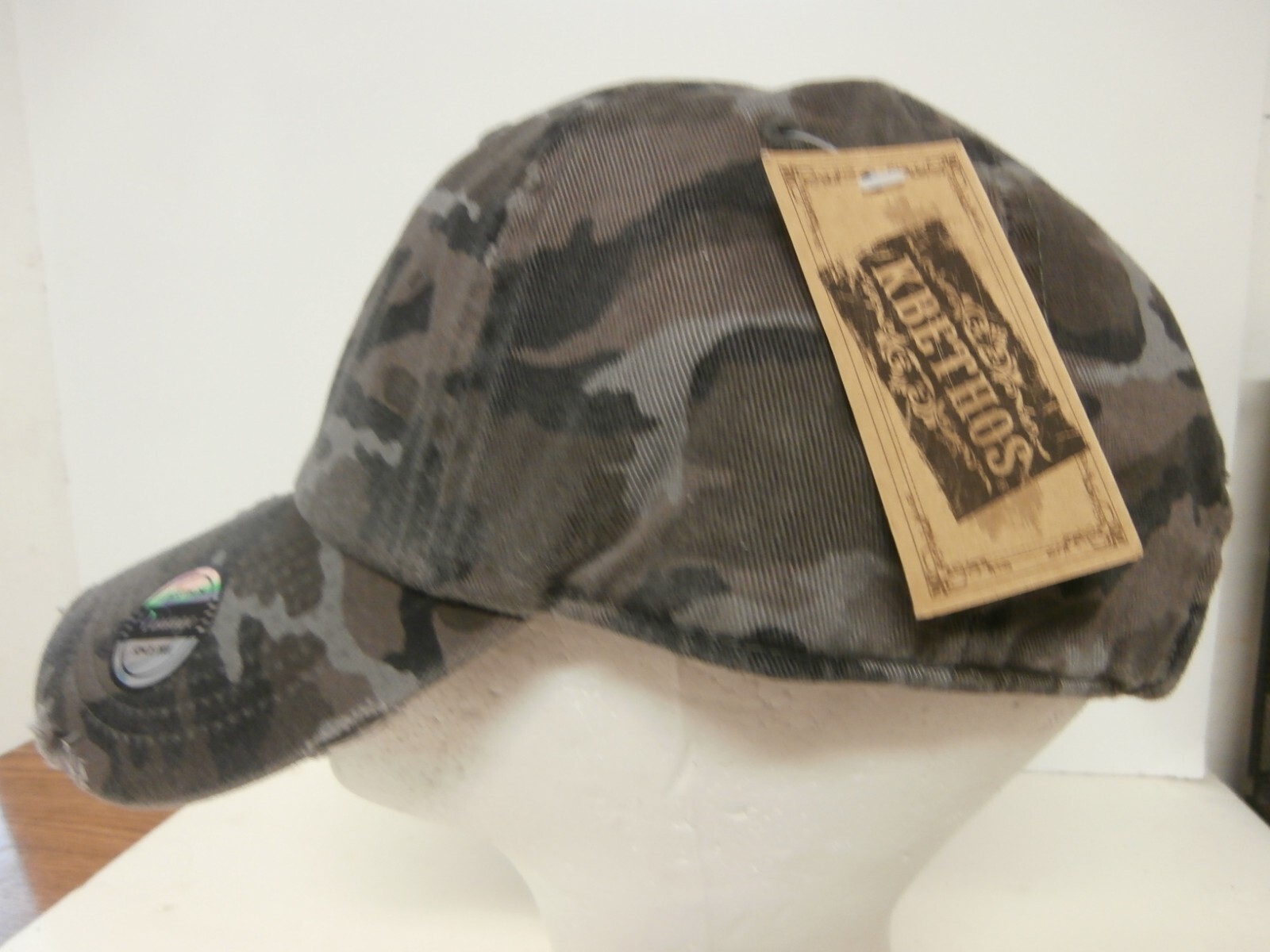New Kbethos Vintage Style Gray Camoflauge Distressed Hat Adjustable Blank Plain