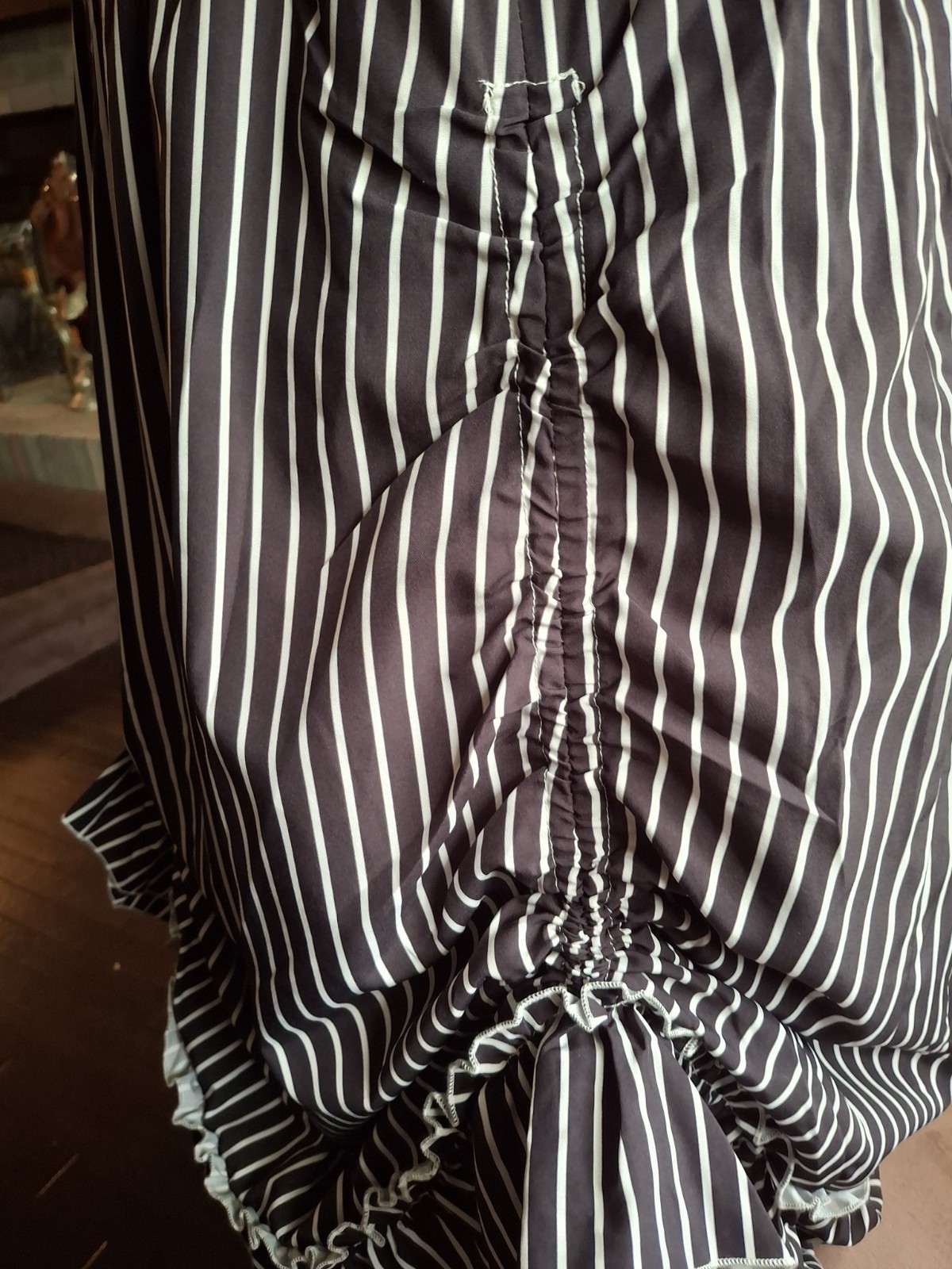 Belle Poque Steampunk Victorian Black White Stripe Skirt NWT Small