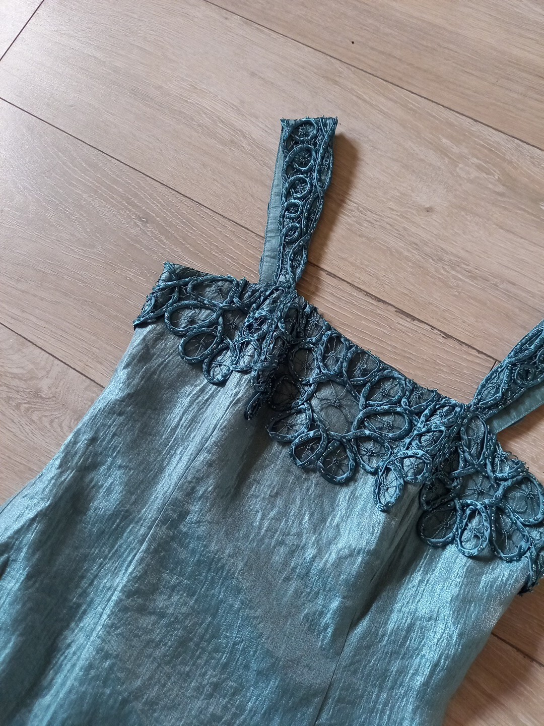 Gina Bacconi Duck Egg Dress & Jacket Faux Silk Embellished Wedding Occasion UK8