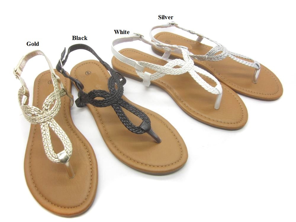 WOMENS LOOPY BRAIDED ROMAN GLADIATOR OPEN TOES THONG SANDALS 5 6