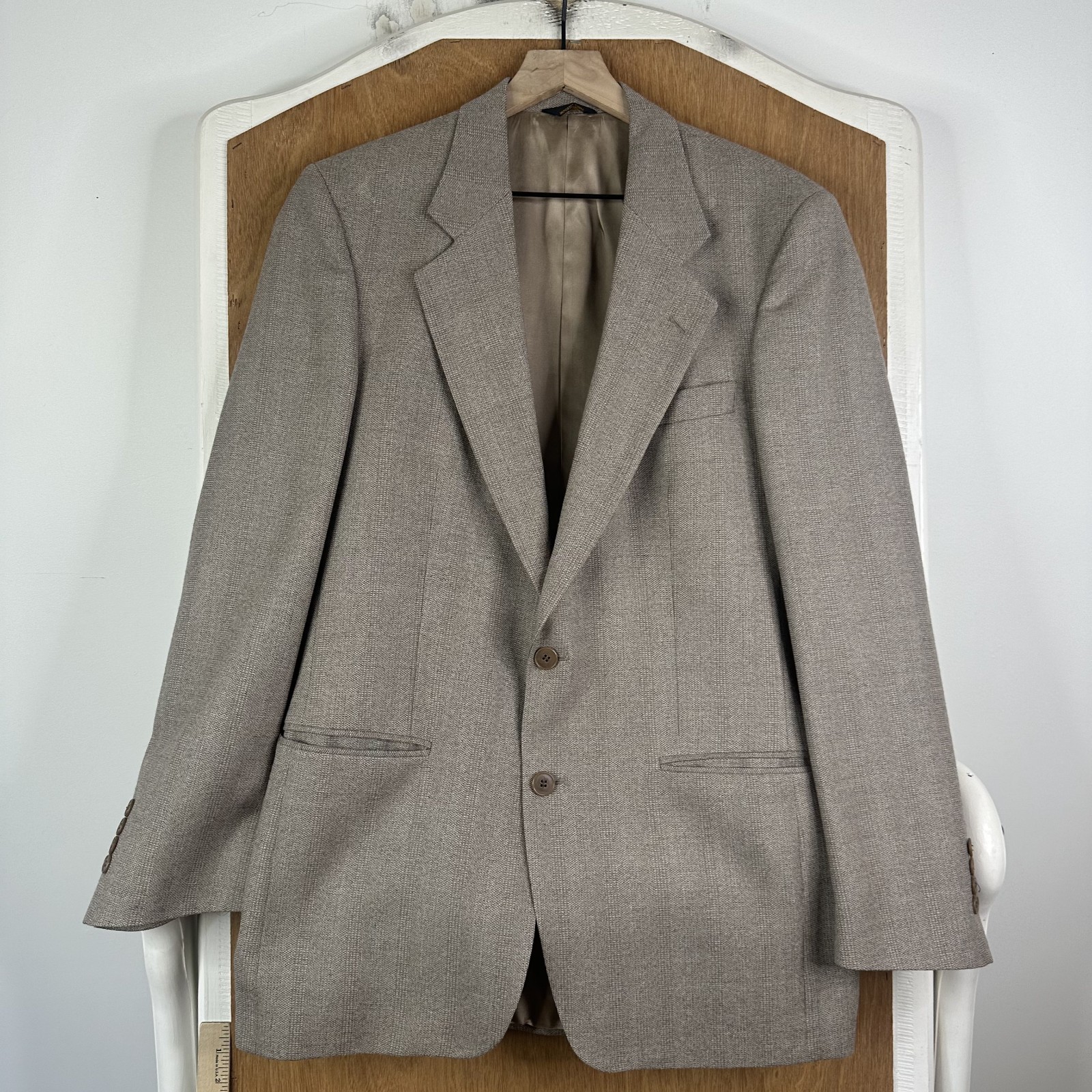 Daniel Hechter Suit Mens 38R Tan 2 Button 100% Wool Pants 34×30 Pleated Canvased