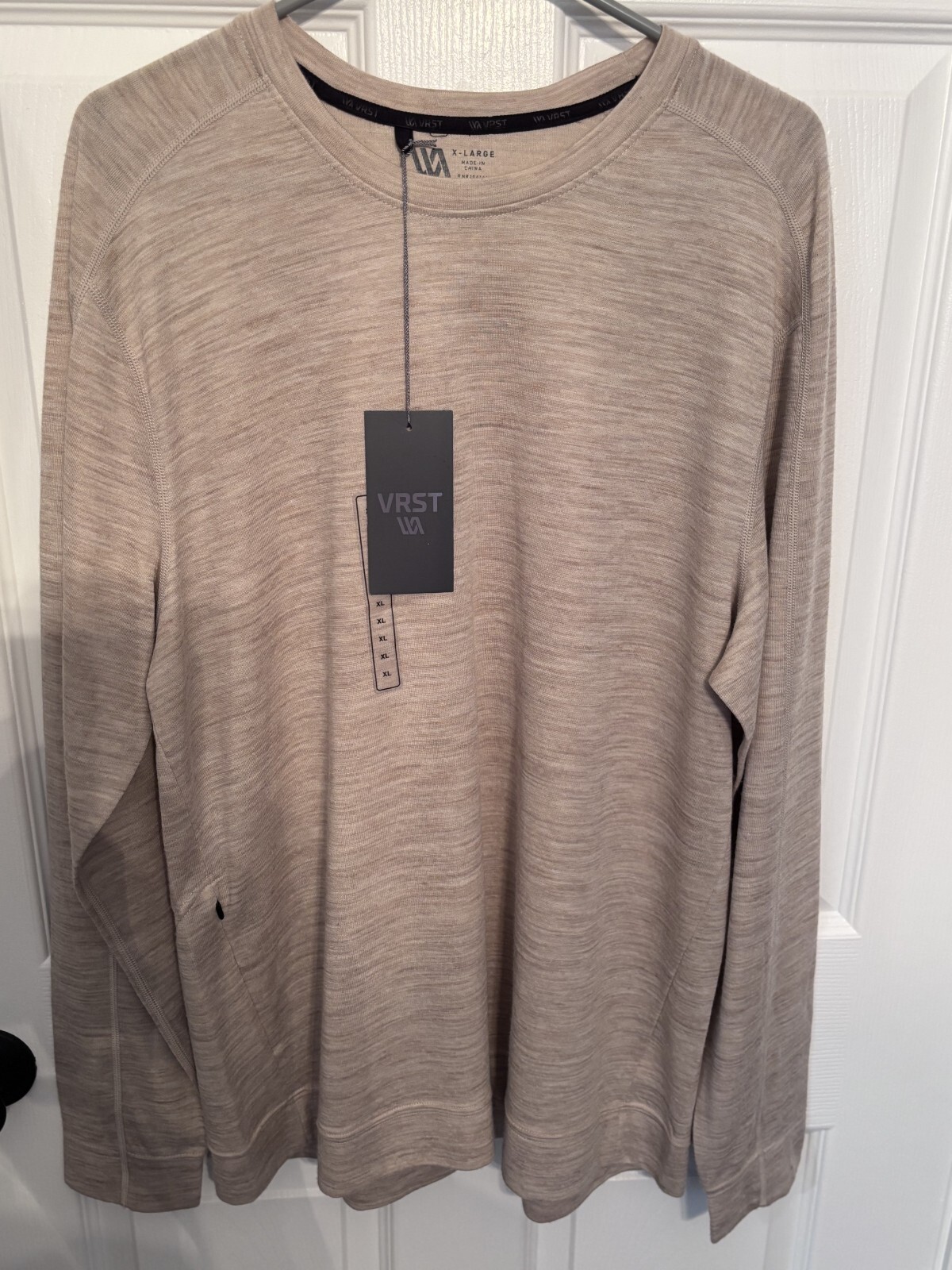 NEW VRST Merino Wool Crew Shirt – Stone Quarry Heather – Mens XL Activewear