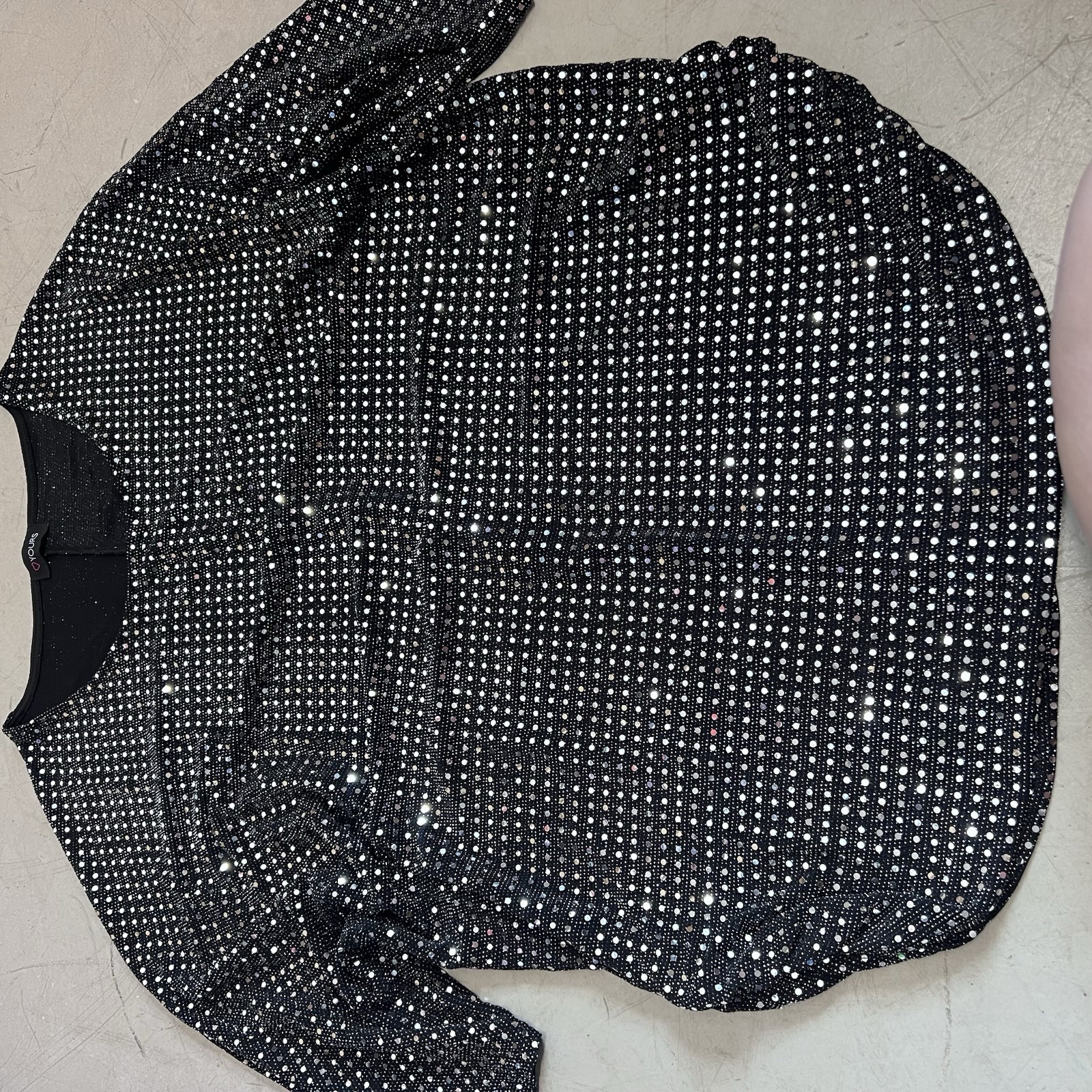 Yours Clothing Top Black Sequin Discoball Batwing Size 22/24 Tunic Party