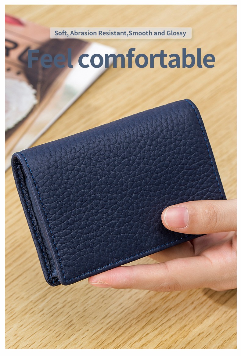 Genuine Leather Business Card Holder for Men Women Card Wallet Coin Pocket Purse