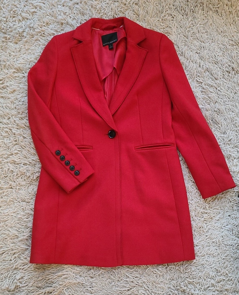 Banana Republic RED Melton TAILOR Italian Wool Blend Mario Bellucci Coat Size 2
