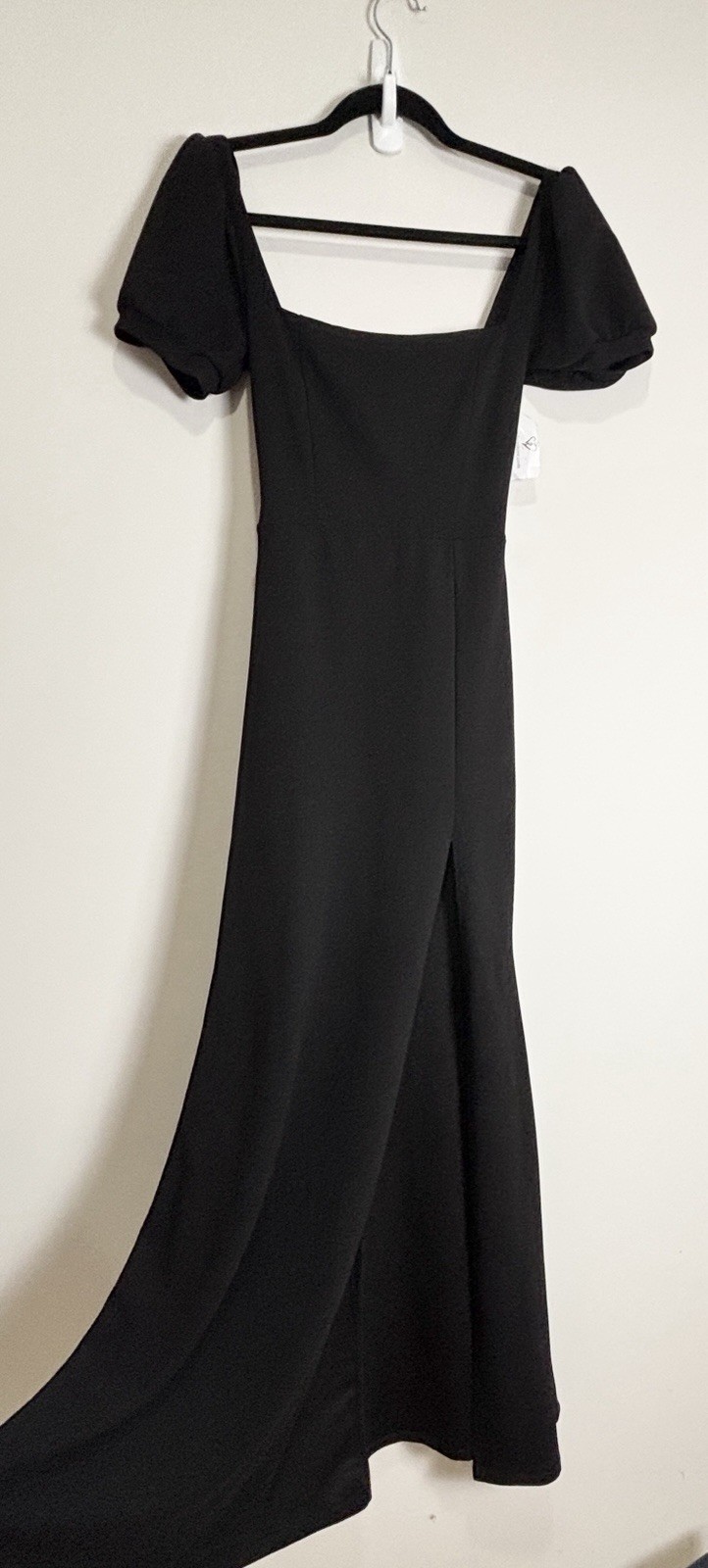 Windsor Denali Formal Puff Sleeve Lace Up Back Gown High Slit XS