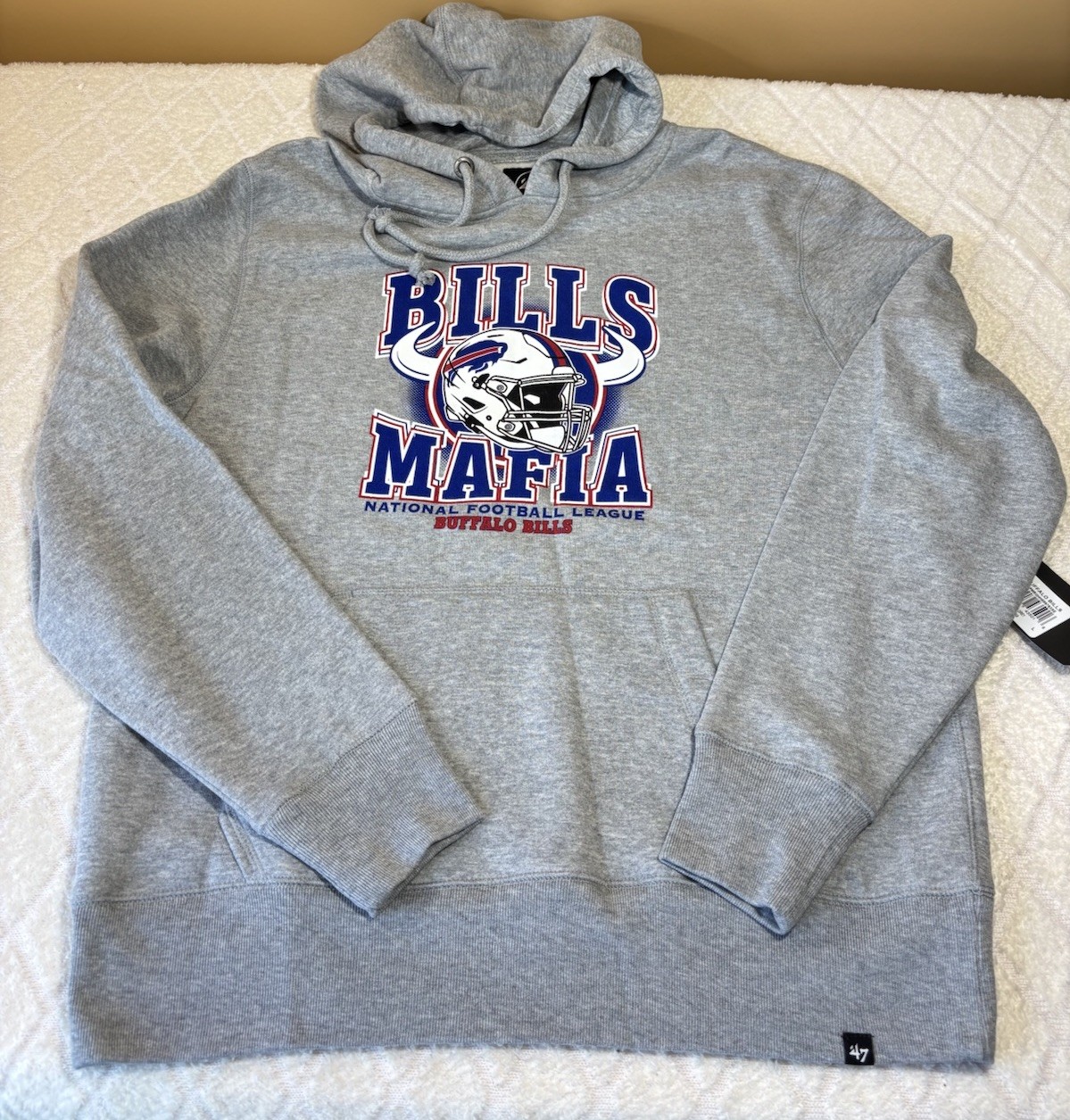 NWT Bills Mafia Buffalo Bills NFL Gray Hoodie Pockets Size M 47 Brand $75
