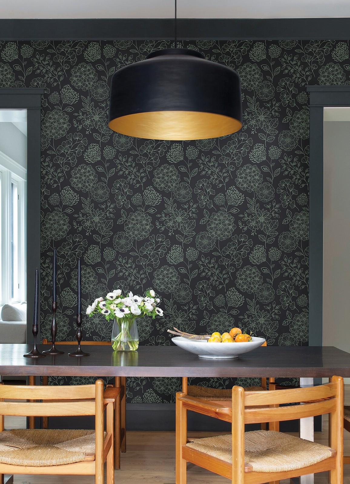 Scott Living 56.4-sq ft Charcoal Non-woven Floral Unpasted Wallpaper|16820