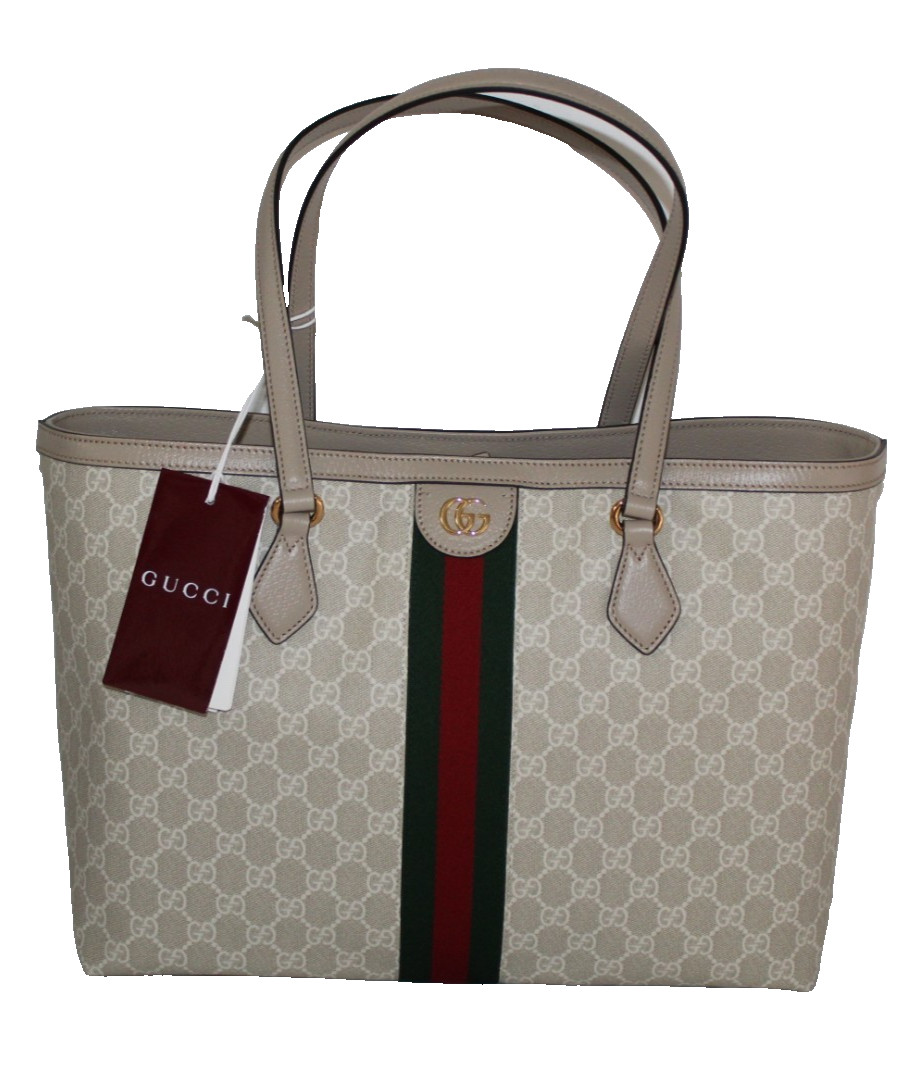 NWT Gucci GG Supreme Monogram Web Ophidia Shopping Tote Shoulder Bag 631685