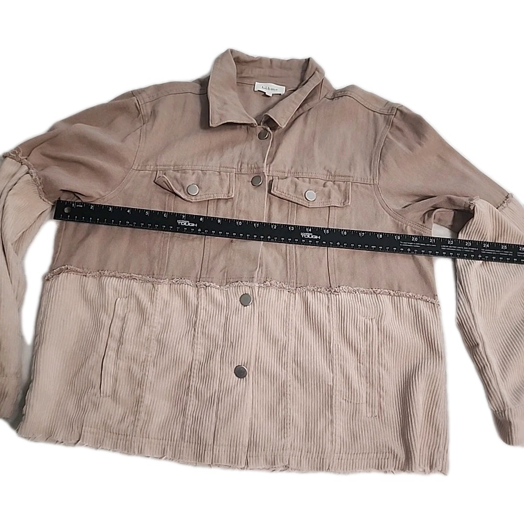 bohme shirt/jacket distressed Fringe Corduroy~ Blush Women’s Sz L WESTERN Cotton