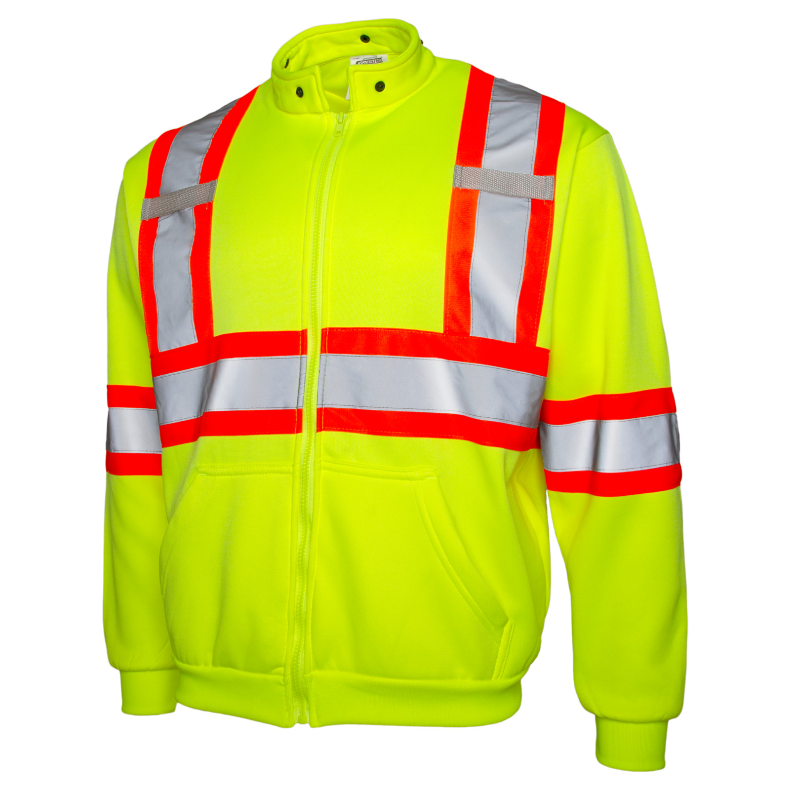 Men’s High Visibility Safety Hoodie Sweater Yellow with X on back Jorestech