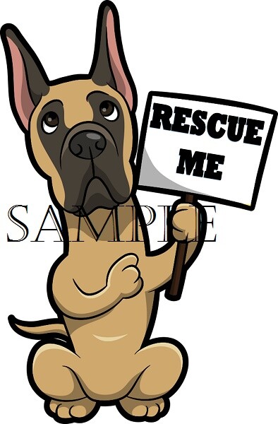 Great Dane Dog Breed Rescue Me Holding Sign Adoption Cartoon Custom T Shirt