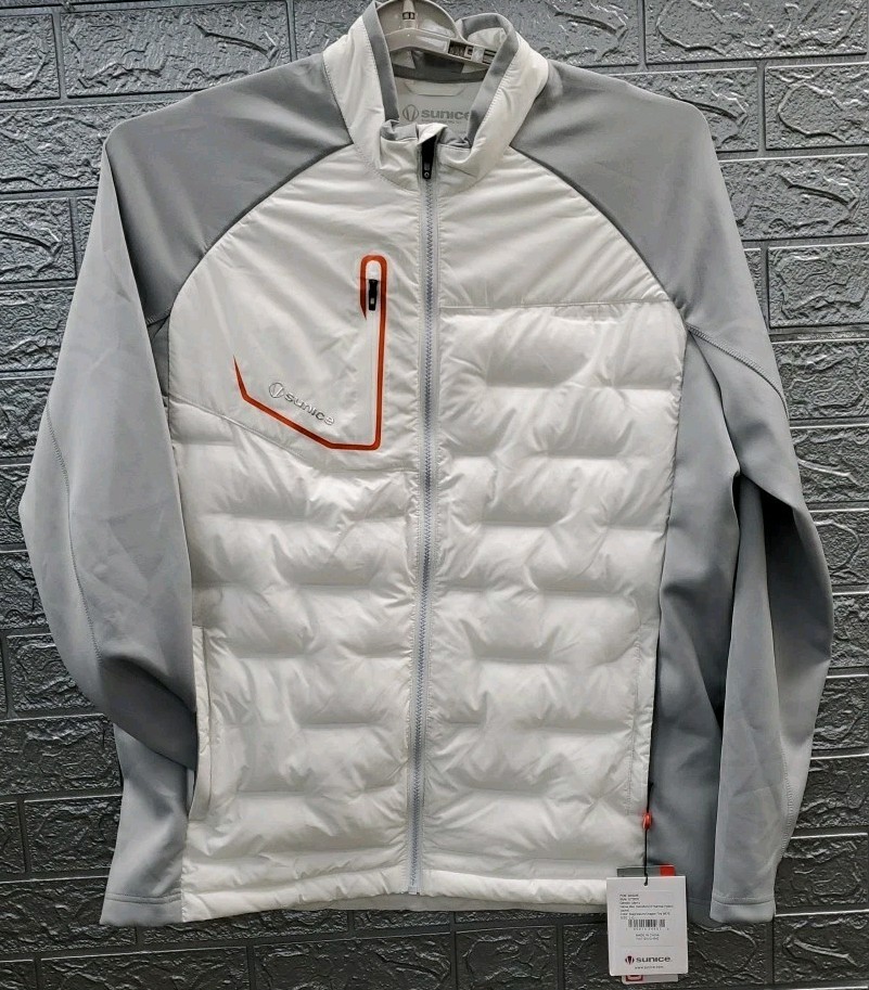 New Sunice Hamilton 2.0 Thermal Hybrid Weightless Jacket White/Grey Size Large