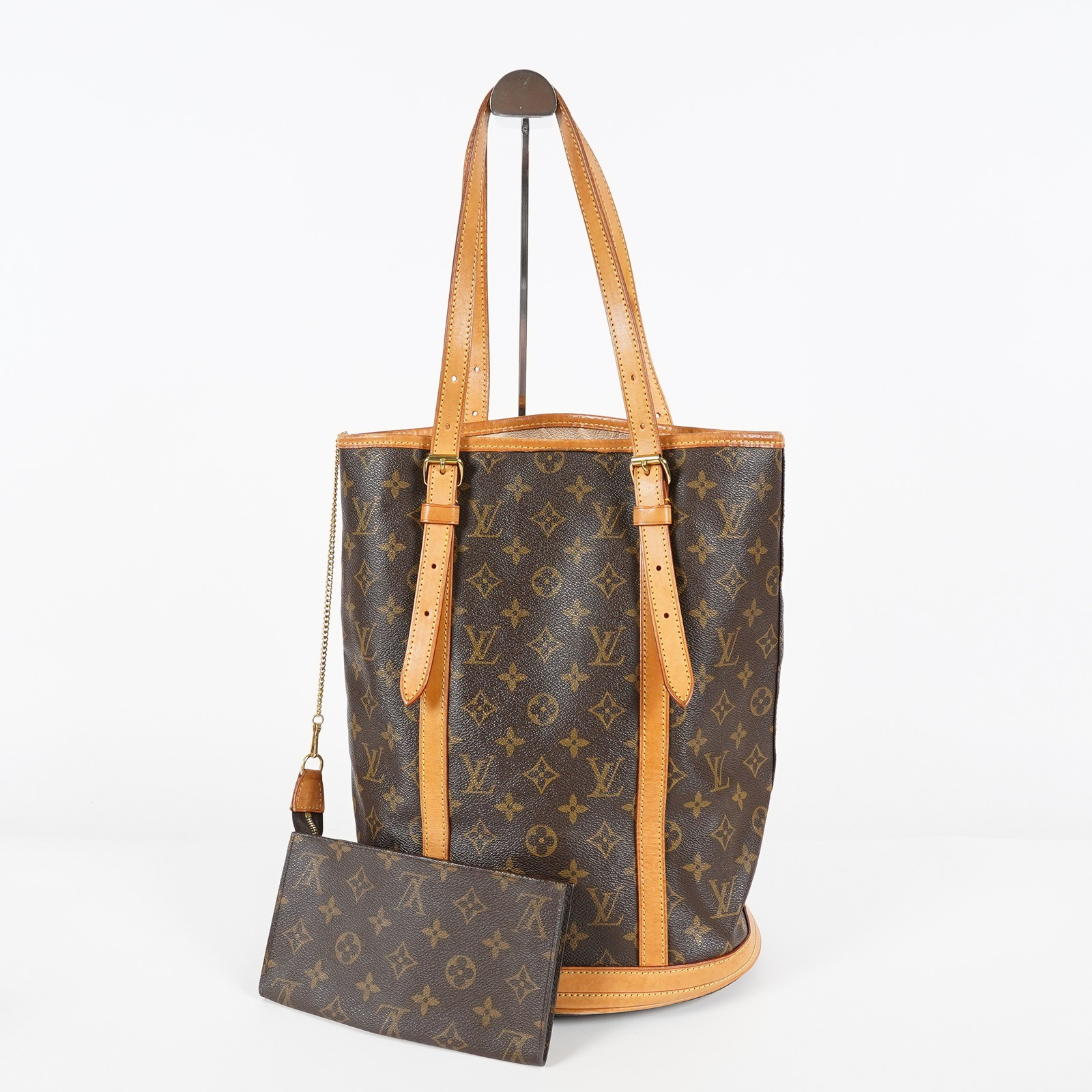 Louis Vuitton Monogram Bucket GM M42236 Tote Bag Brown w/Pouch Used 07E072420019