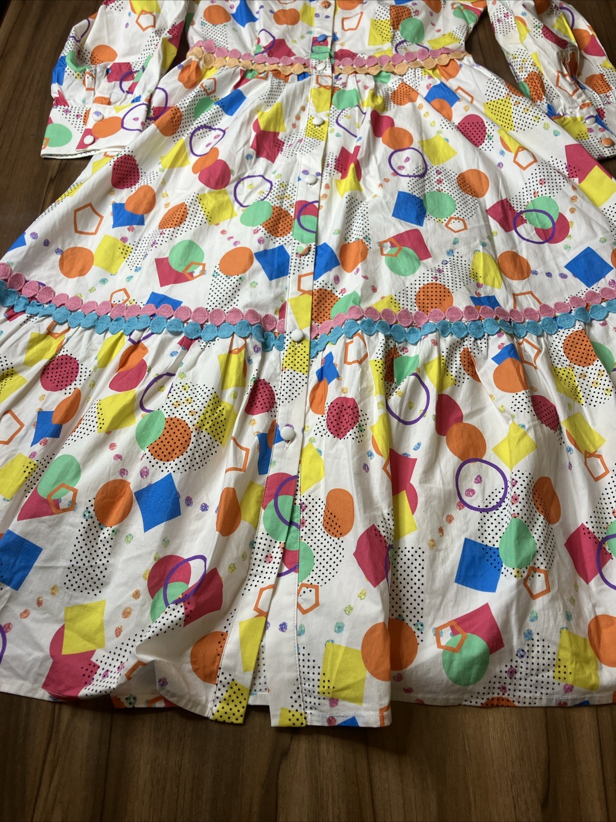 Marie By Victoria Dunn Multi Color 80s Patterns Midi Dress XS