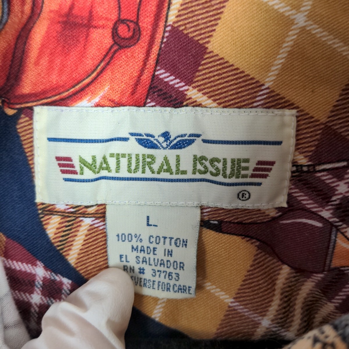 Natural Issue Button Up Shirt Men Large Cotton Brown Fish Angler Outdoor Nature