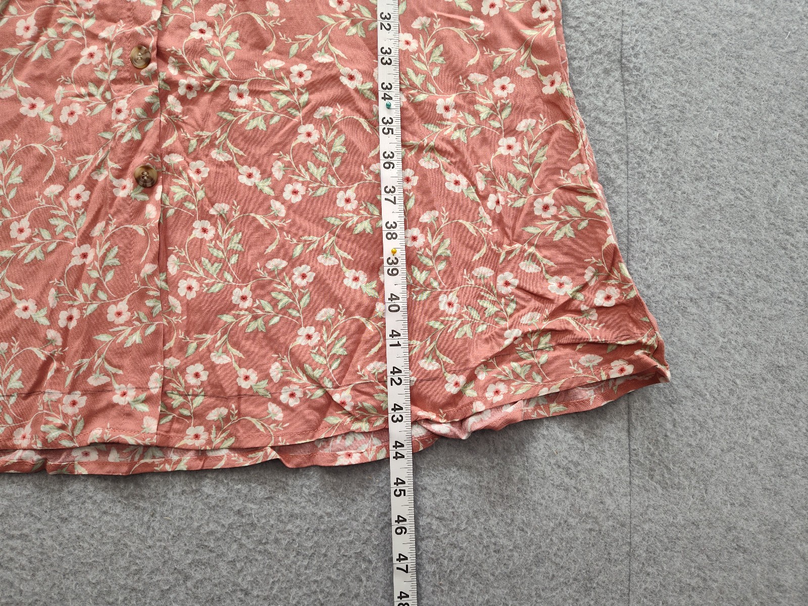 A U W Women Midi Dress L Coral Floral V Neck Adjustable Strap Button Up Summer