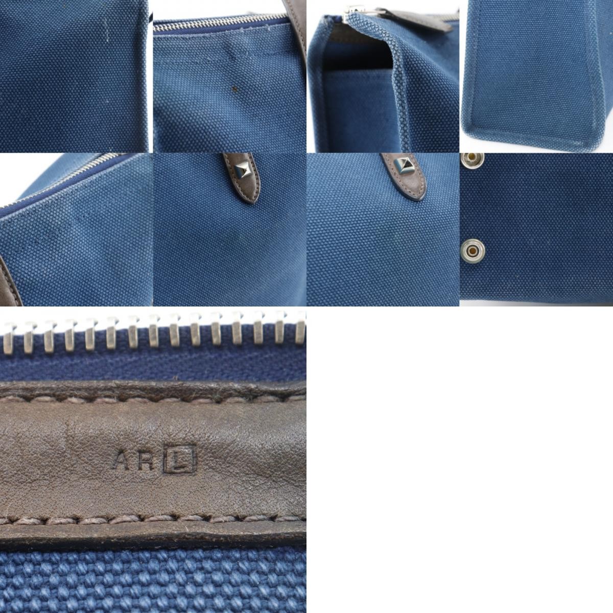HERMES Kavasmira PM Handbag MedorHardware Navy blue canvas unisex