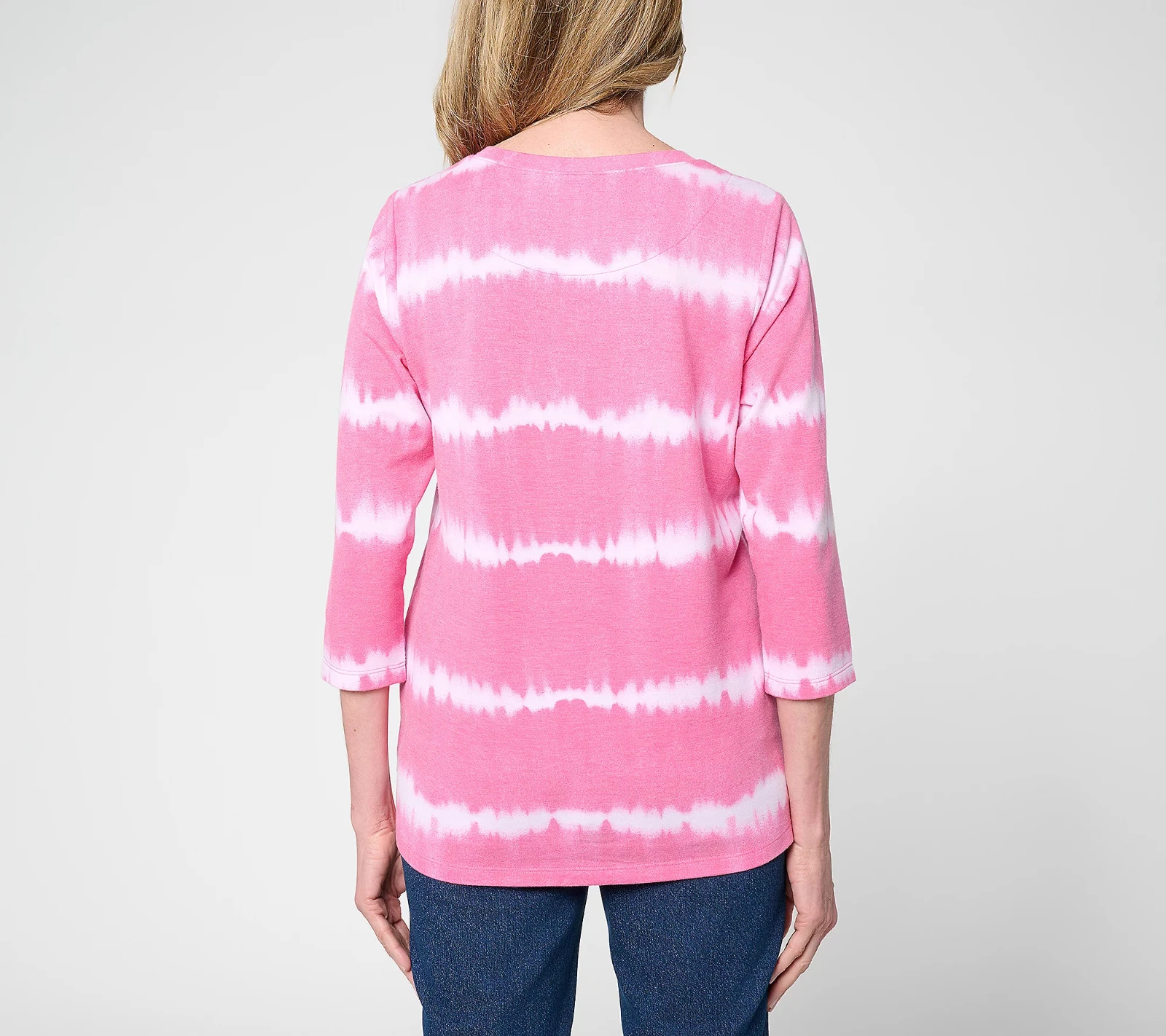 Denim & Co. Regular Soft Blend Tie Dye Stripe Printed Top NWT A726382