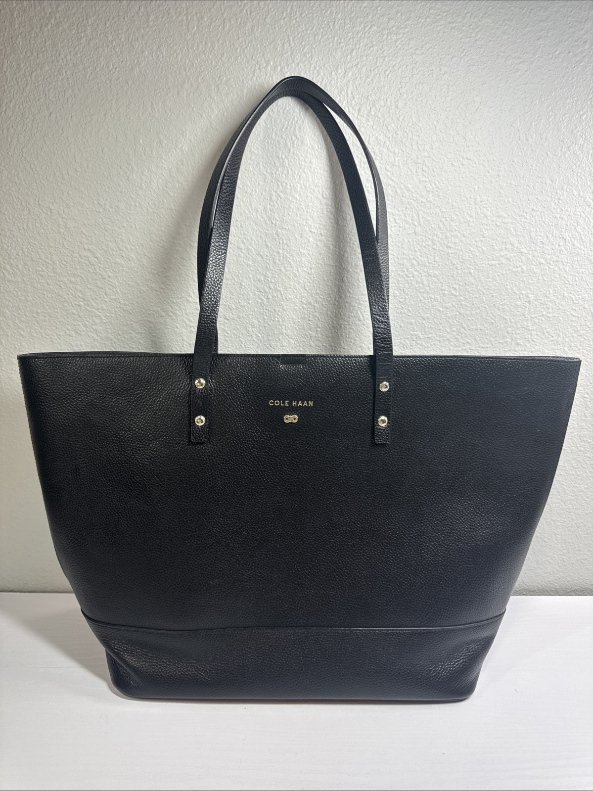 Cole Haan Beckett Large Tote Black With Gold Tone Hardware – See Pics Free Ship!