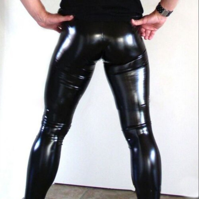 Black PVC-Romper Pants W/ Leather No2-Catsuit Faux Leather PVC Wet Look M-2XL