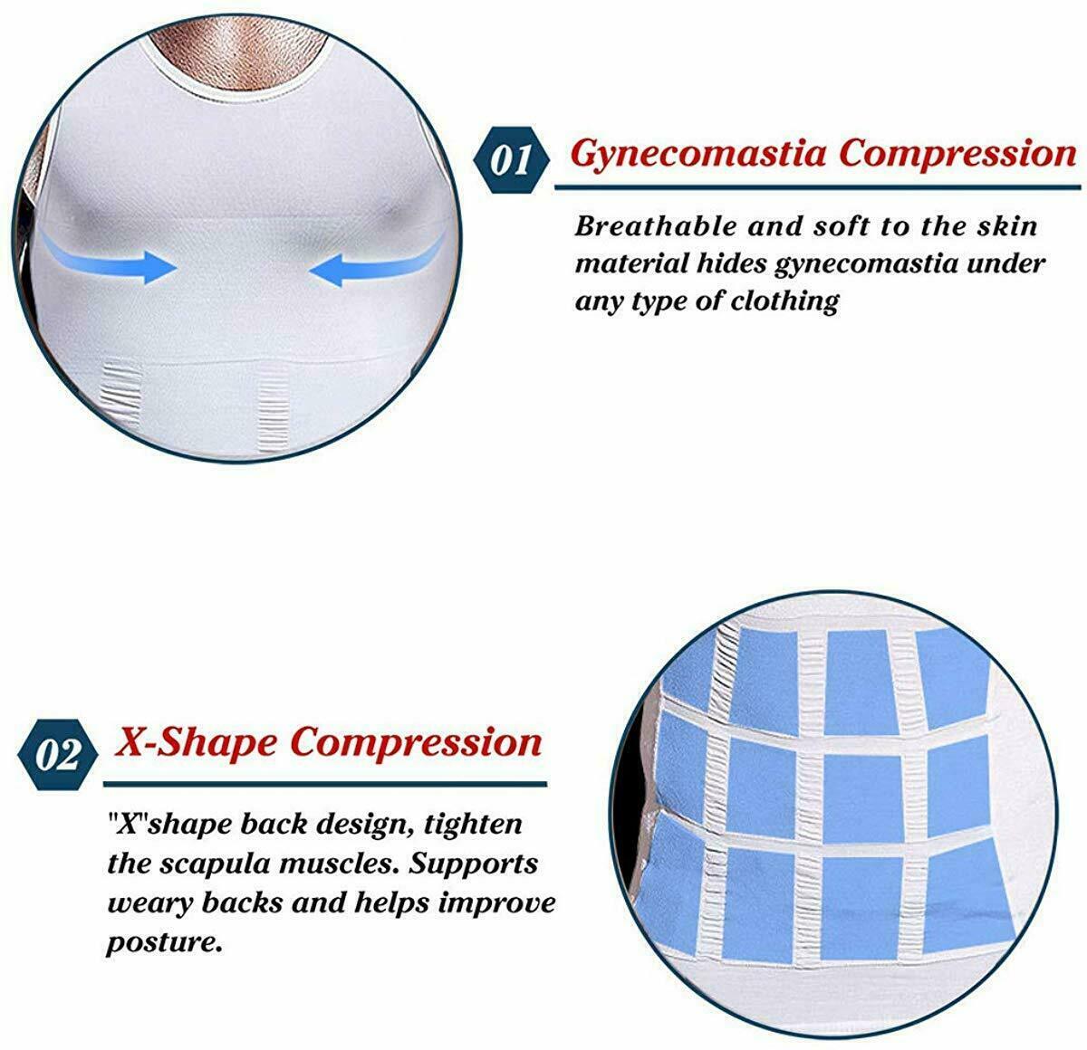 Mens Slim Body Compression Tummy Shaper Belly Shapewear Waist Girdle Shirt Vest