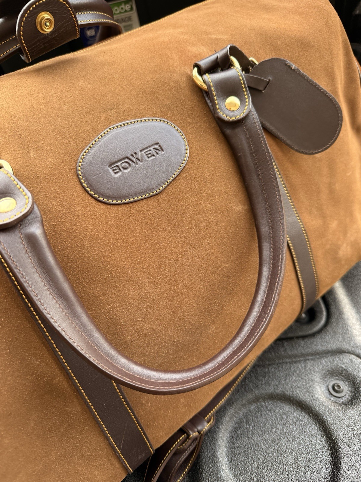 Bowen Premium Suede Brown Leather Duffle Bag