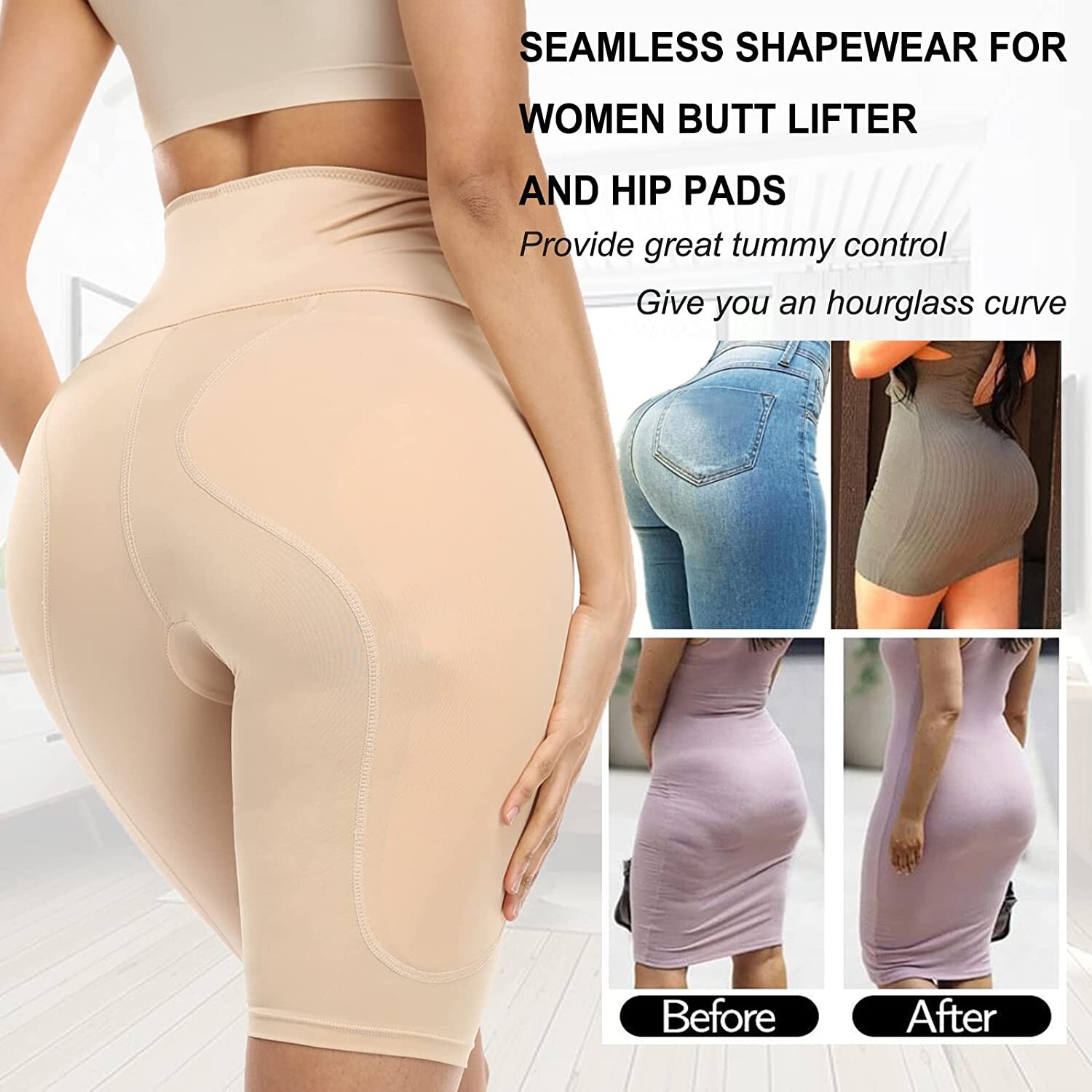 Women Tummy Control Butt Lifter Panties BBL Shapewear With Hip Pads Hip Enhancer