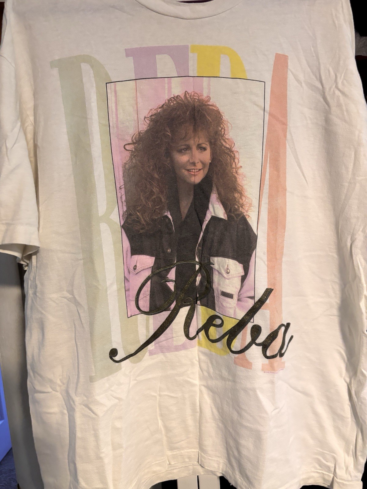 Hanes Ultraweight Reba Graphic Print Men’s XL White Cotton Knit Crew T-Shirt