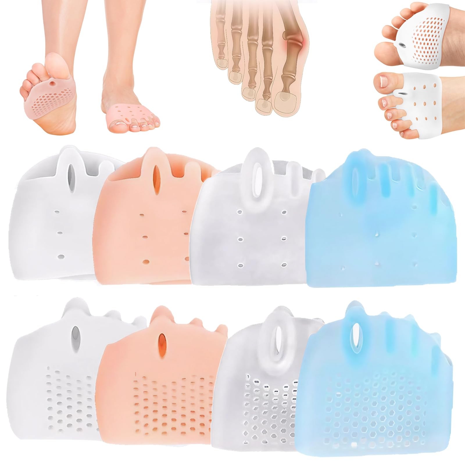 Charunee Silicone Toe Separators 4 Pairs for Women & Men, Spacers Bunion…