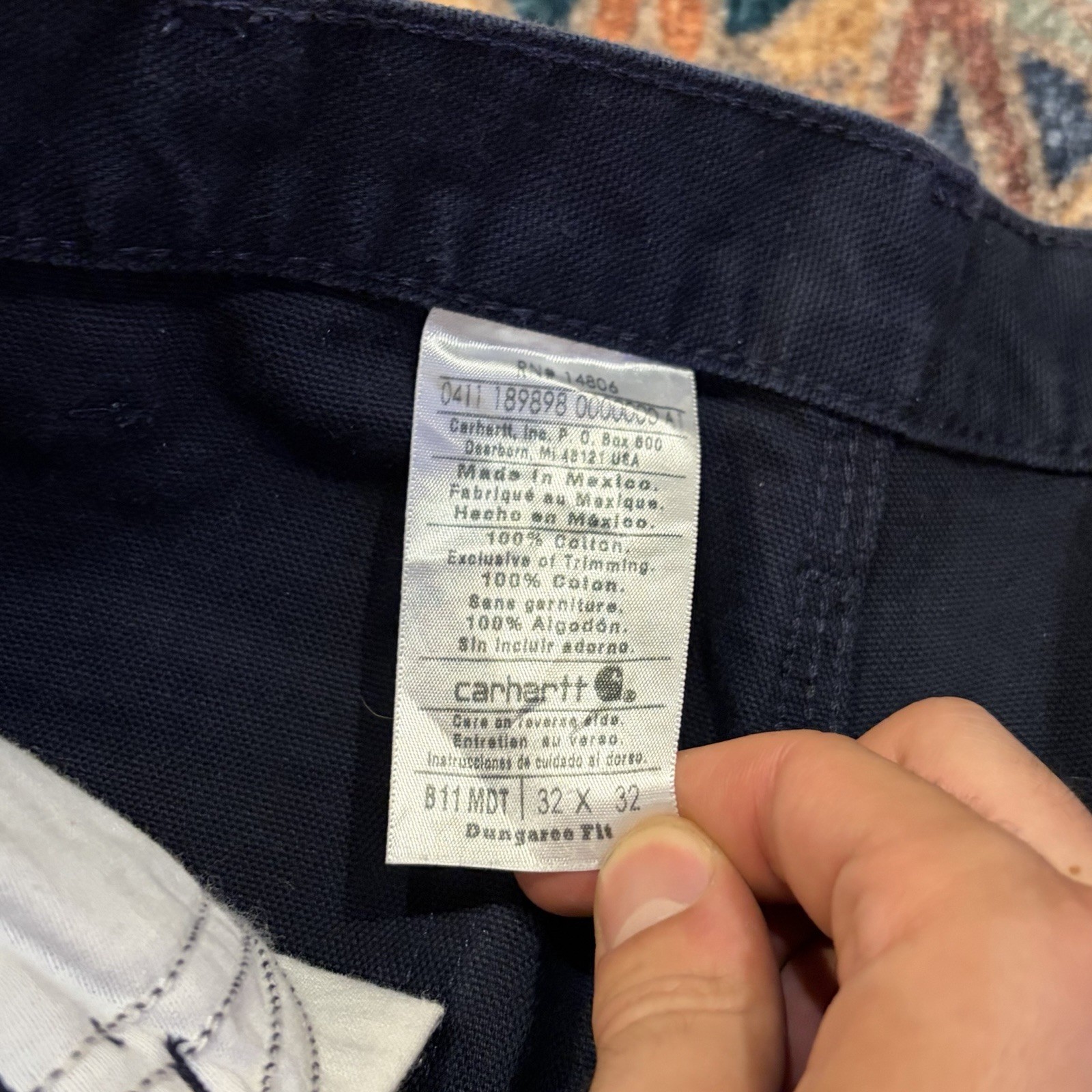 Carhartt B11 MDT Carpenter Work Pants 31×30 Navy Blue Canvas Workwear