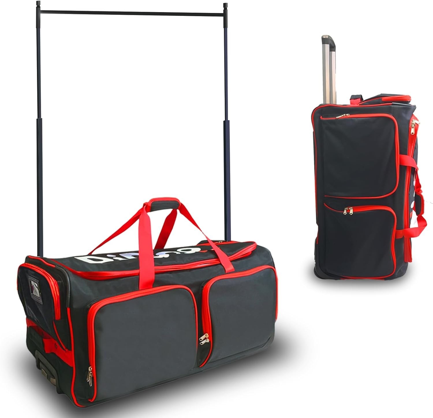 28 Inch Dance Bag with Garment Rack Rolling Duffel Wheels for Travel Black