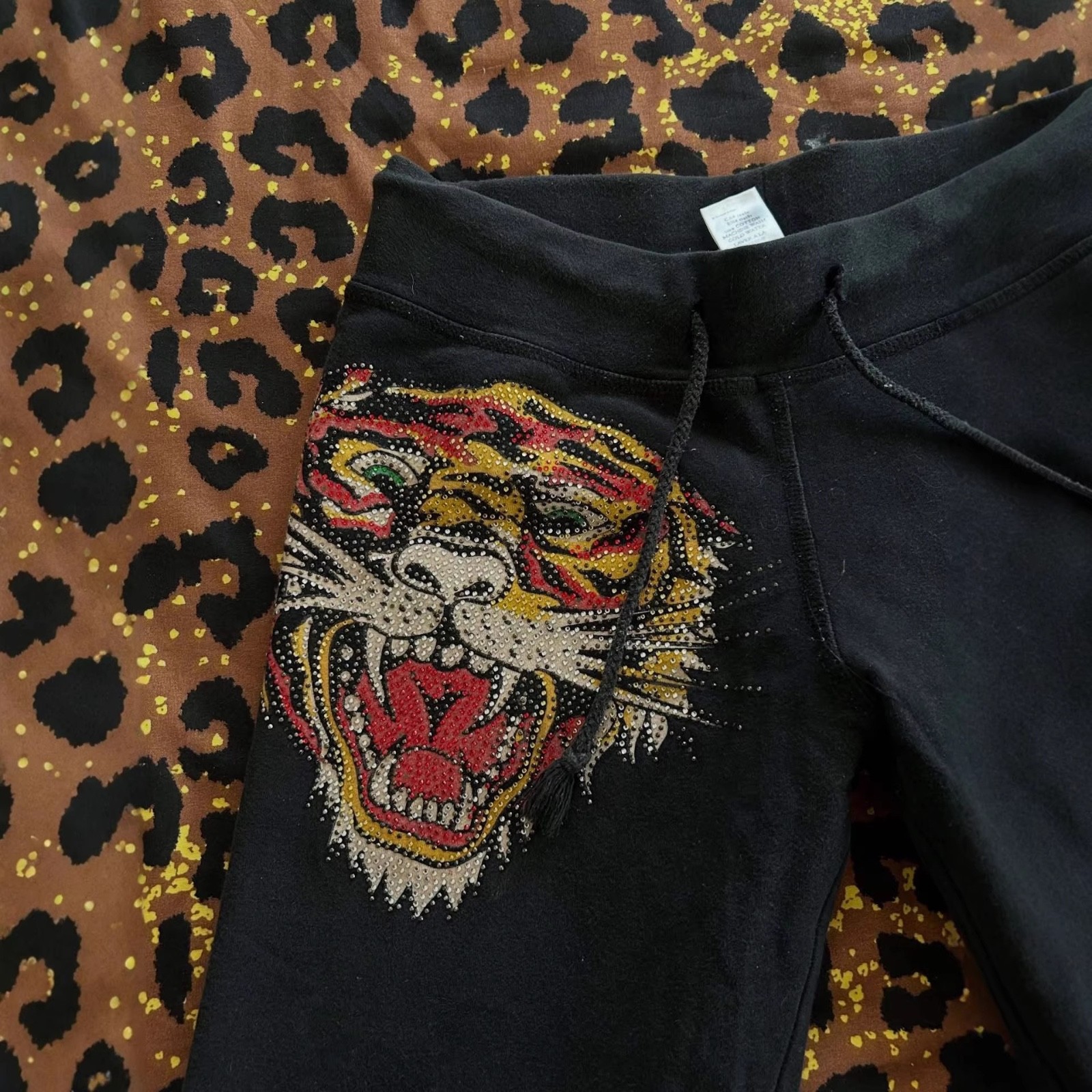 Y2K Ed Hardy Rose Graphic Pants For Women Color Black Size Small and Medium