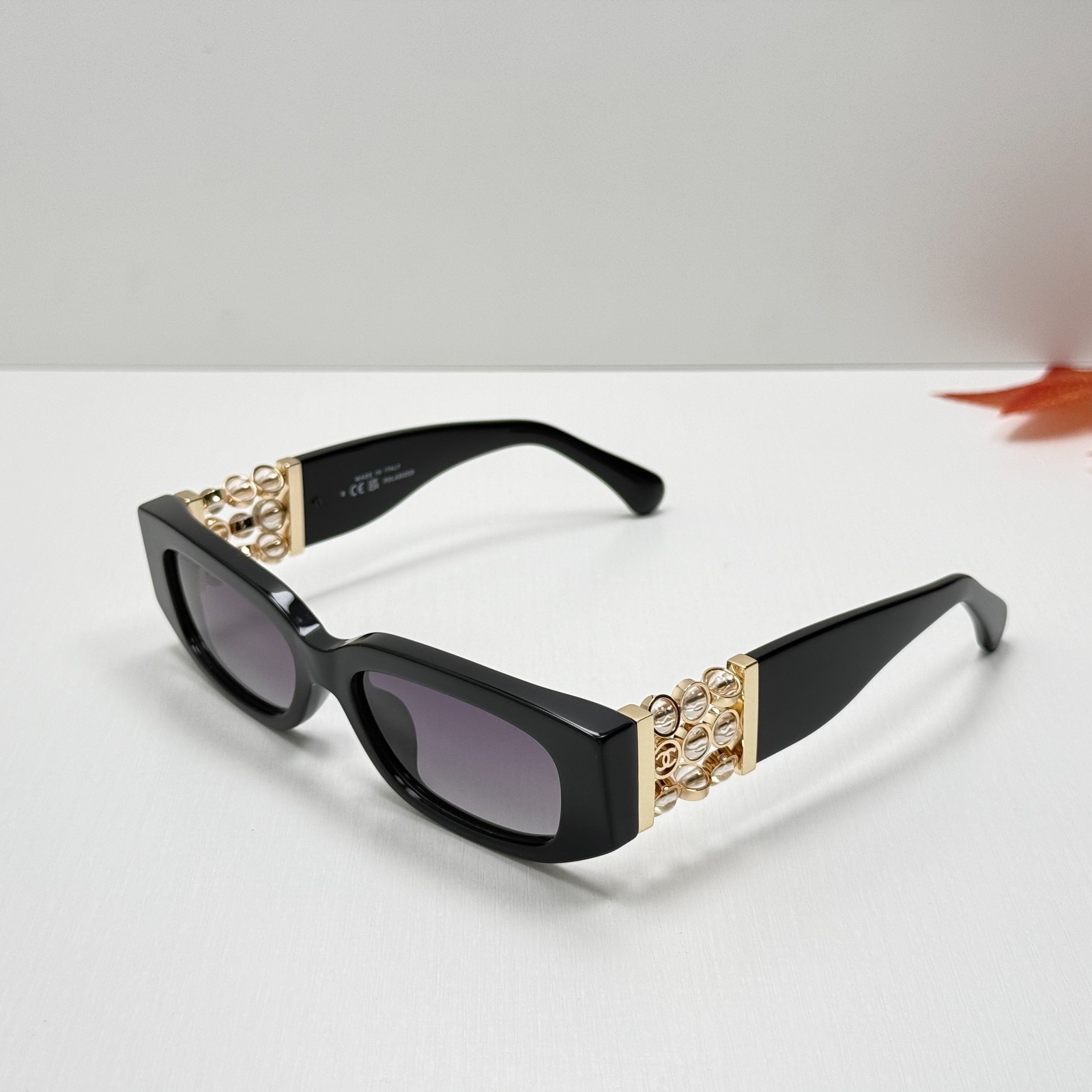 Chanel CH5544-A Sunglasses Black Frame Gray Lens Rotating Beads