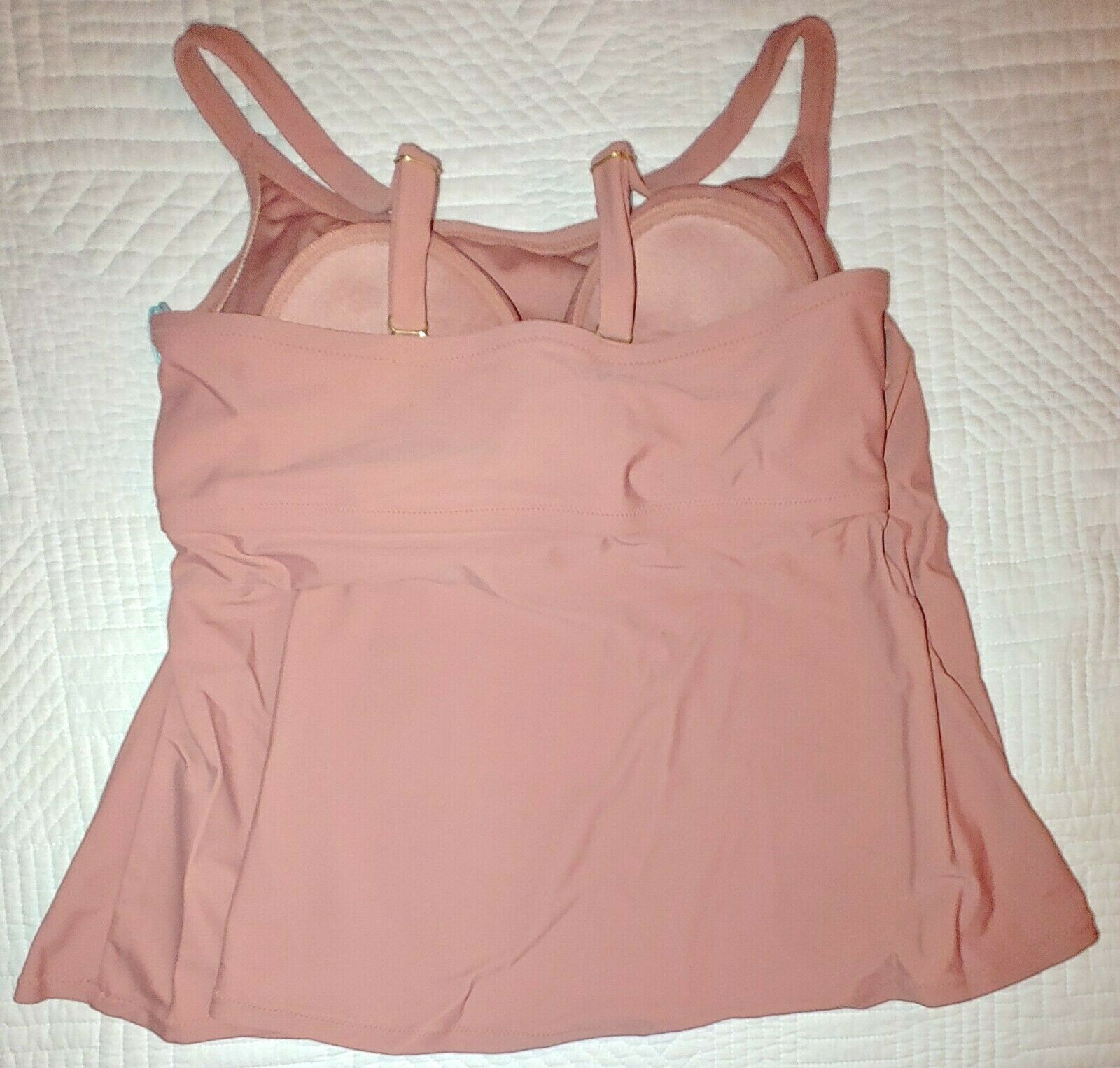 Kona Sol Women’s Plus Size Solid Tankini Top Mauve Color Choose Size 14W or 16W