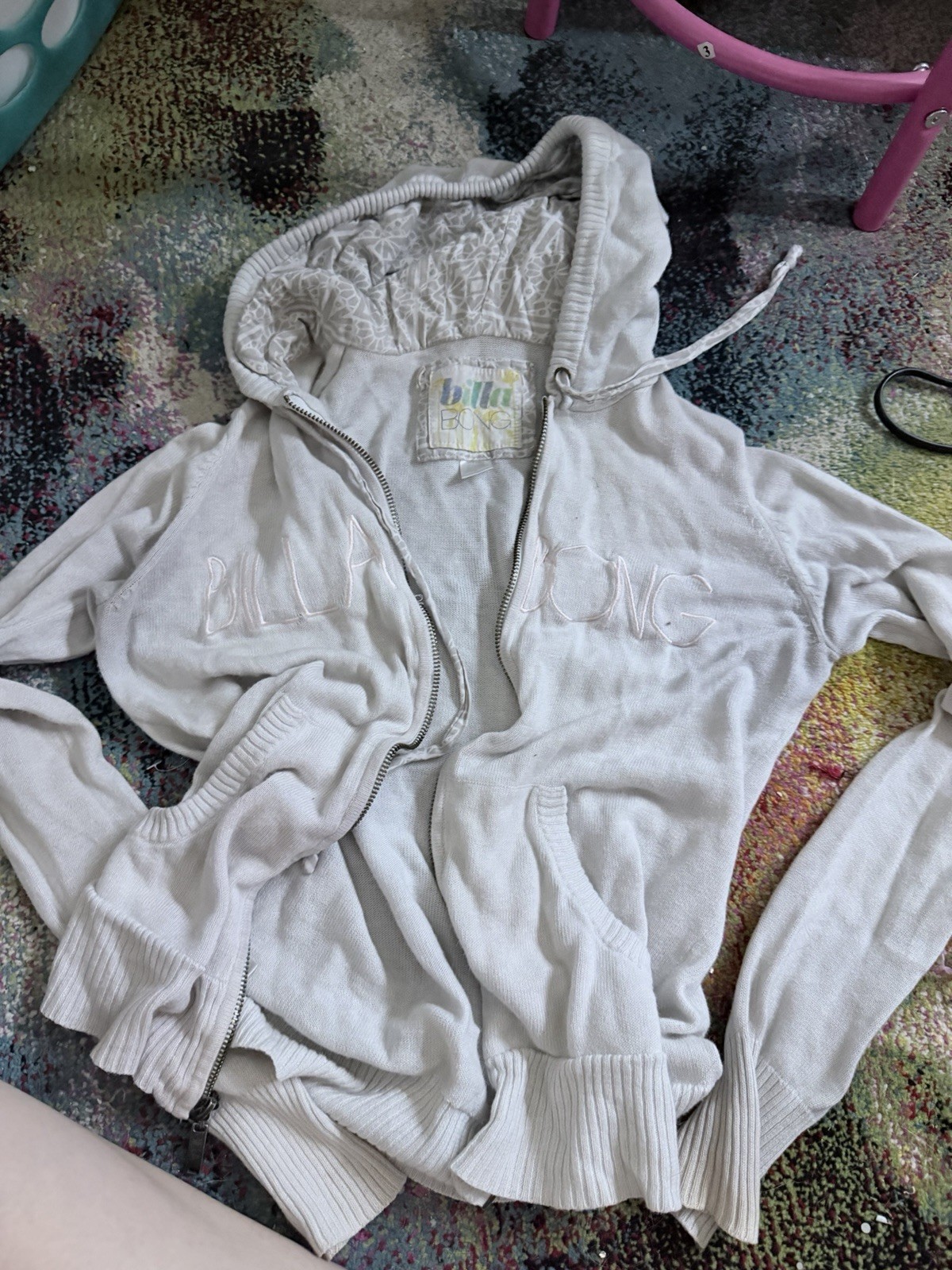 Hollister Women’s Pink Full Zip Hooded Logo Hoodie Pockets Cotton Terry Size S