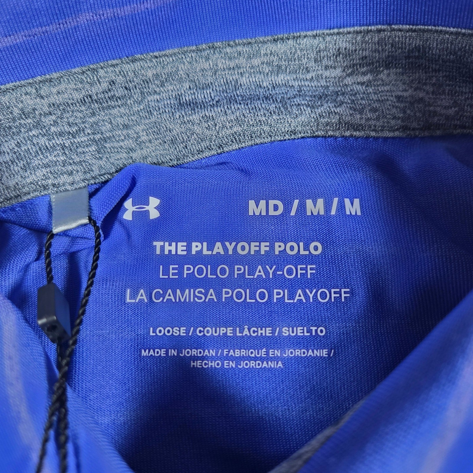 Under Armour Playoff Polo Mens Medium Blue Striped Golf Shirt NWT