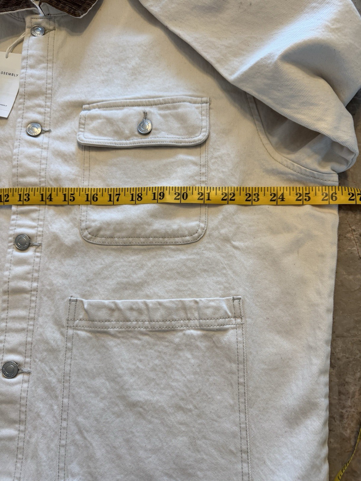 Free Assembly Men’s Canvas Barn Jacket Corduroy Collar Chore Coat Cream XL NWT
