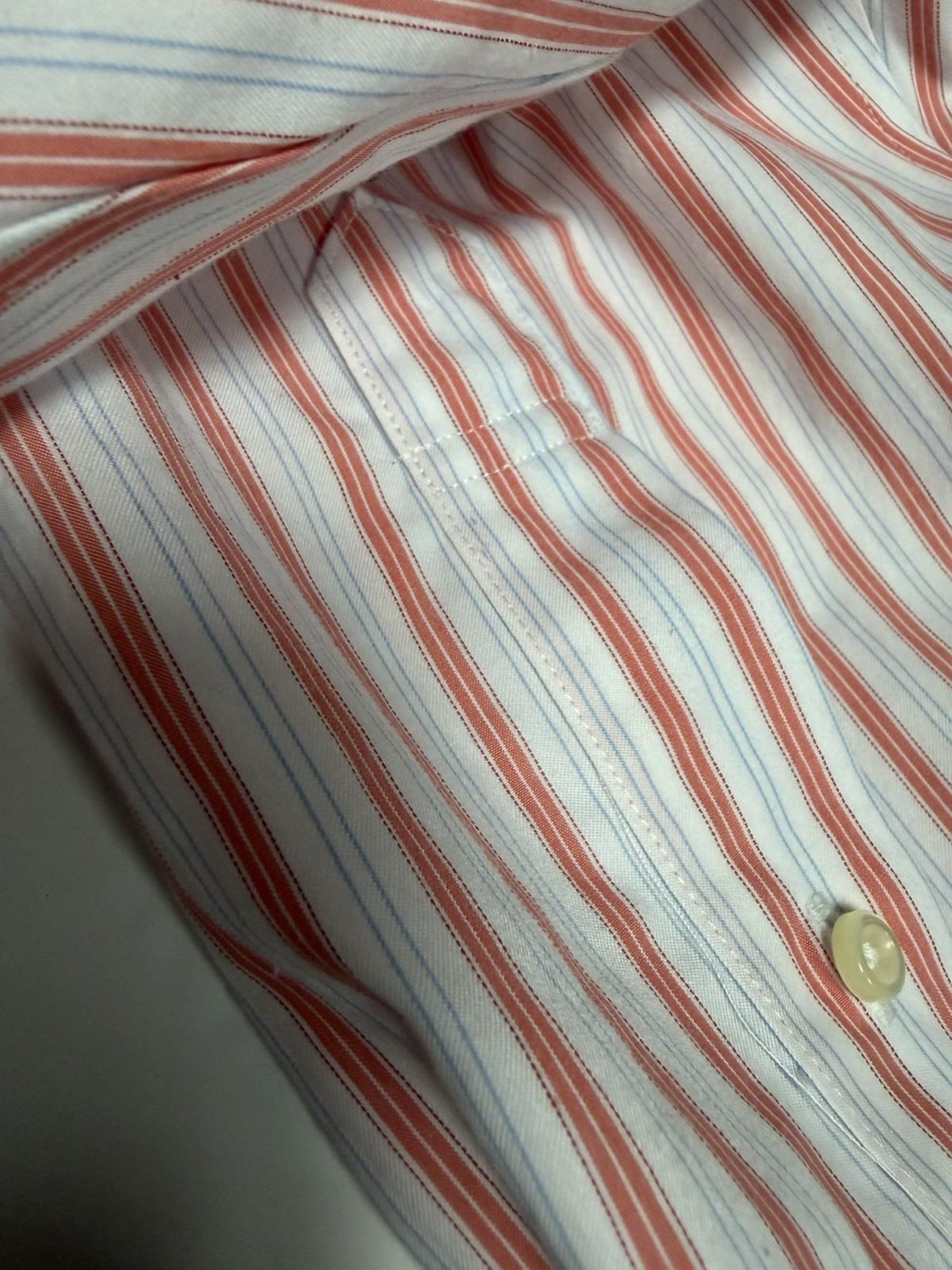 Men’s Brooks Brothers 16.5/34 Dress Long Sleeve Striped Coral Pink White Blue