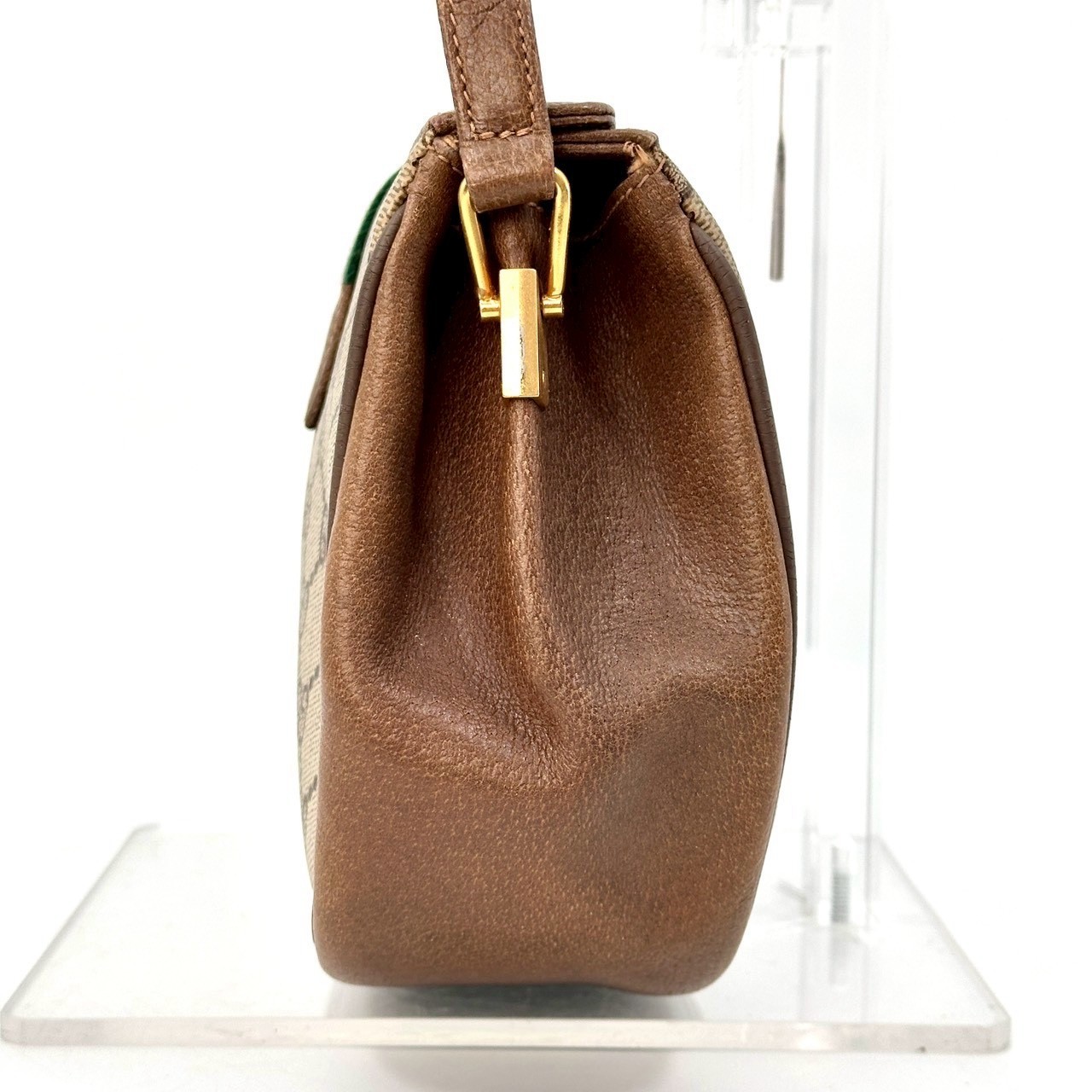 Vintage GUCCI Shoulder Bag Sherry Line PVC Leather GG Beige Authentic