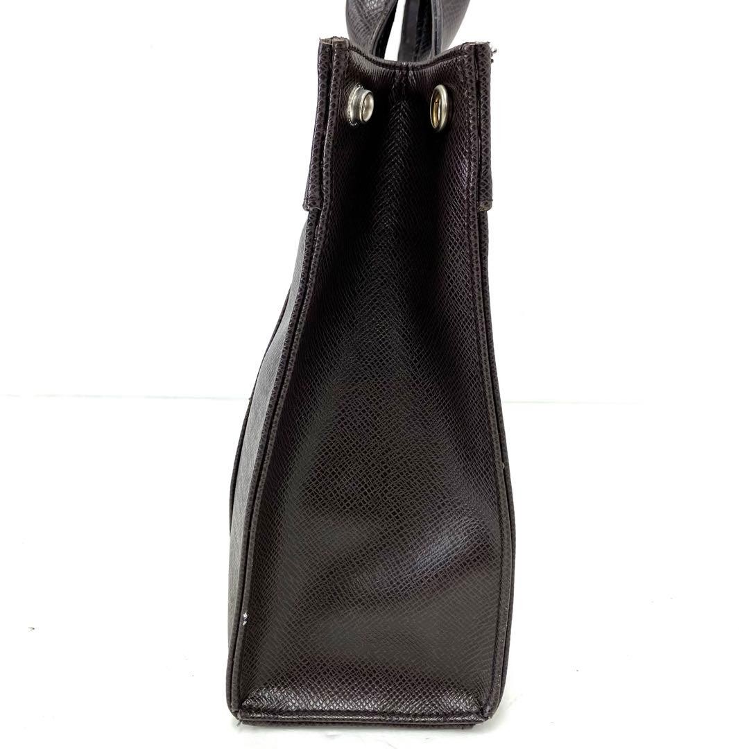 Yves Saint Laurent Brown Leather Tote Bag Unisex Logo Silver Hardware Auth