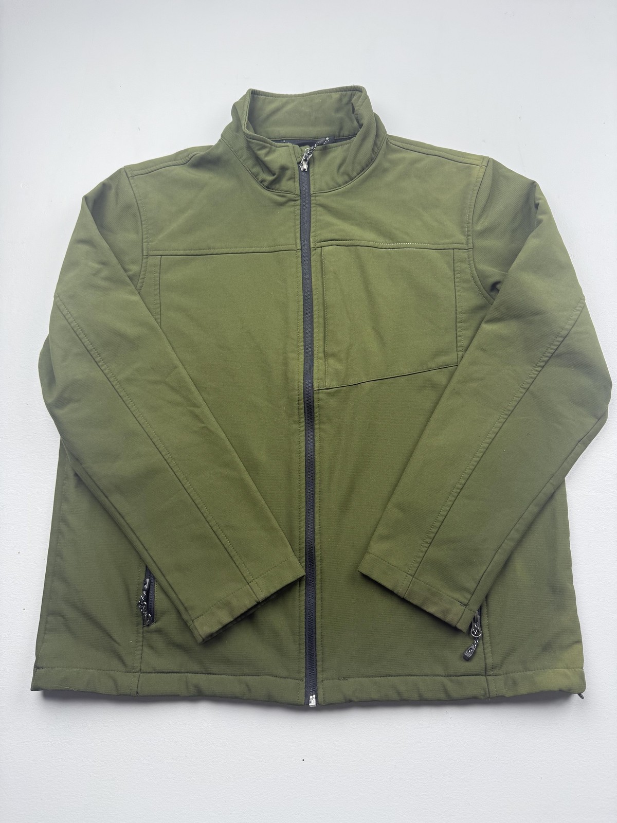 SwissTech Jacket Mens Large Green Softshell Full Zip Lined Outdoor Hiking