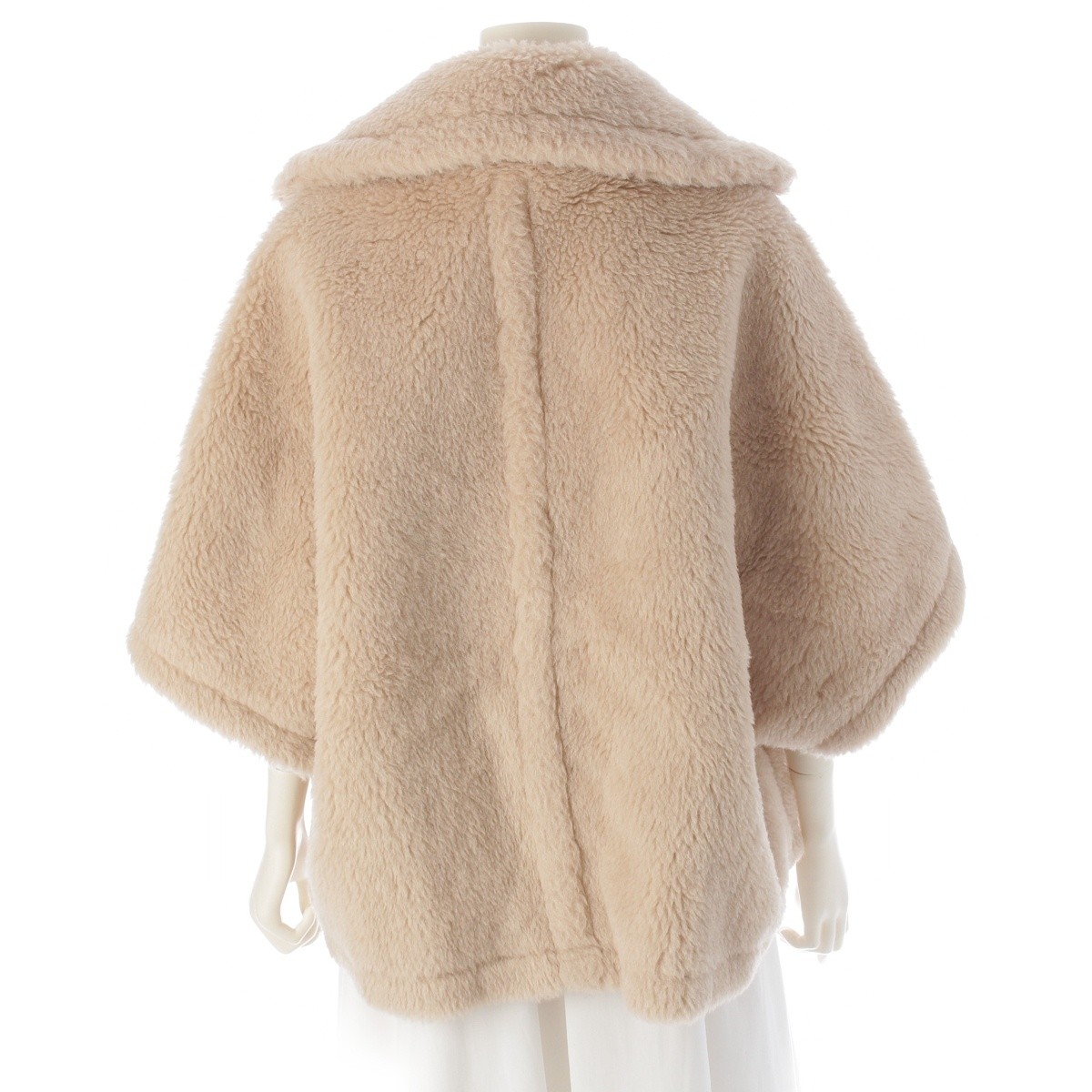 MAX MARA Alpaca Wool Silk Teddy Bear Cape Coat poncho outer 24147311416 beige SM