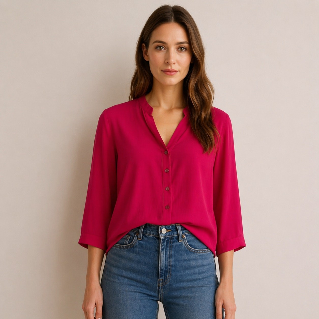 Stella McCartney Eva Silk Blouse 6 Small EU 40 Pink Red 3/4 Sleeves Hungary