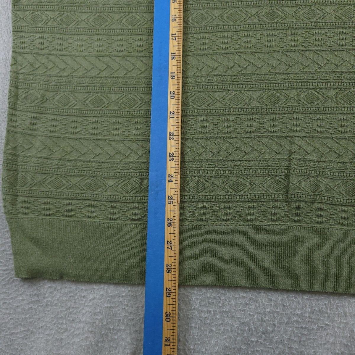 J Crew Sweater Mens XL Green 100% Cotton Guernsey Stitch Knit Pullover Crewneck